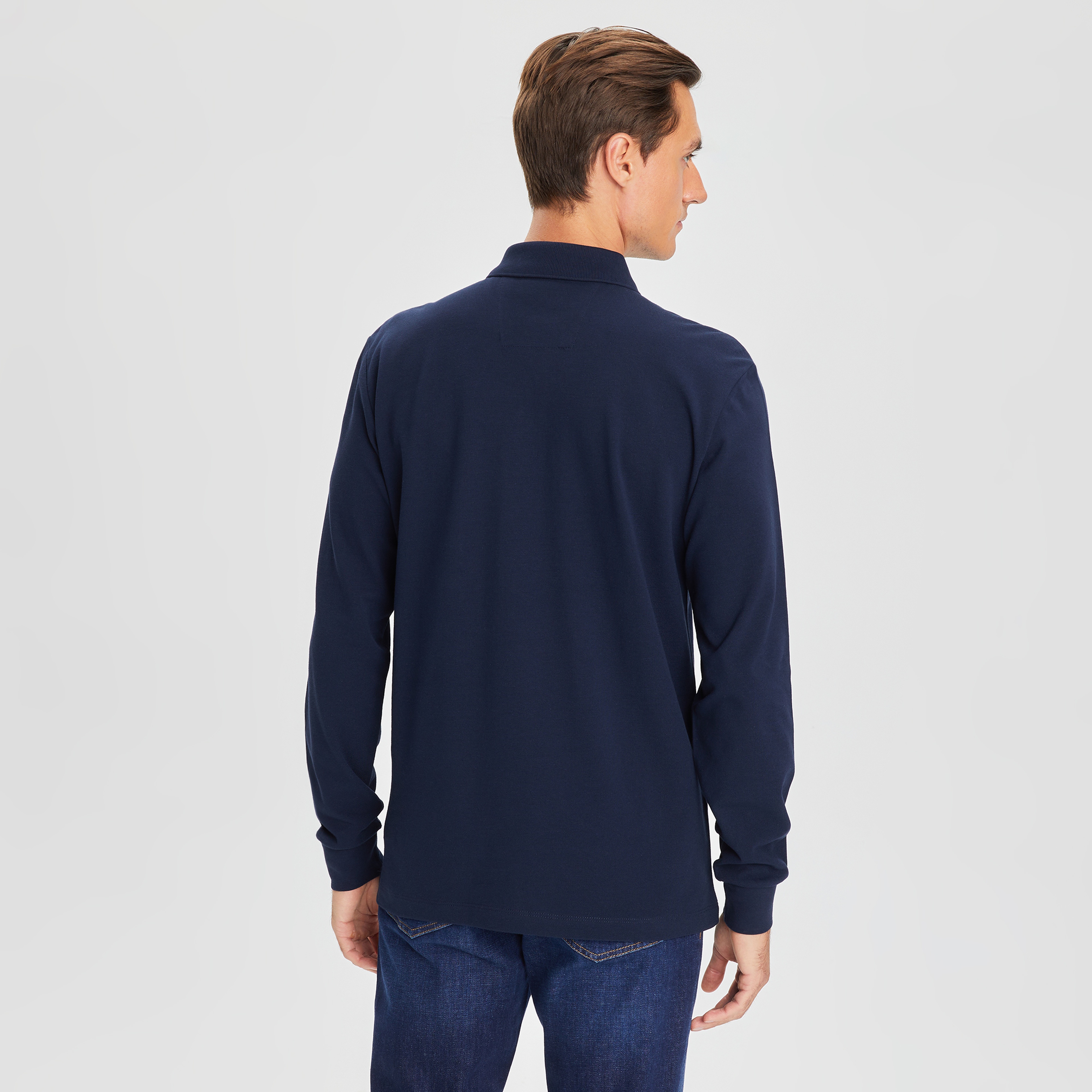 Nautica Erkek Lacivert Classic Fit Uzun Kollu Polo