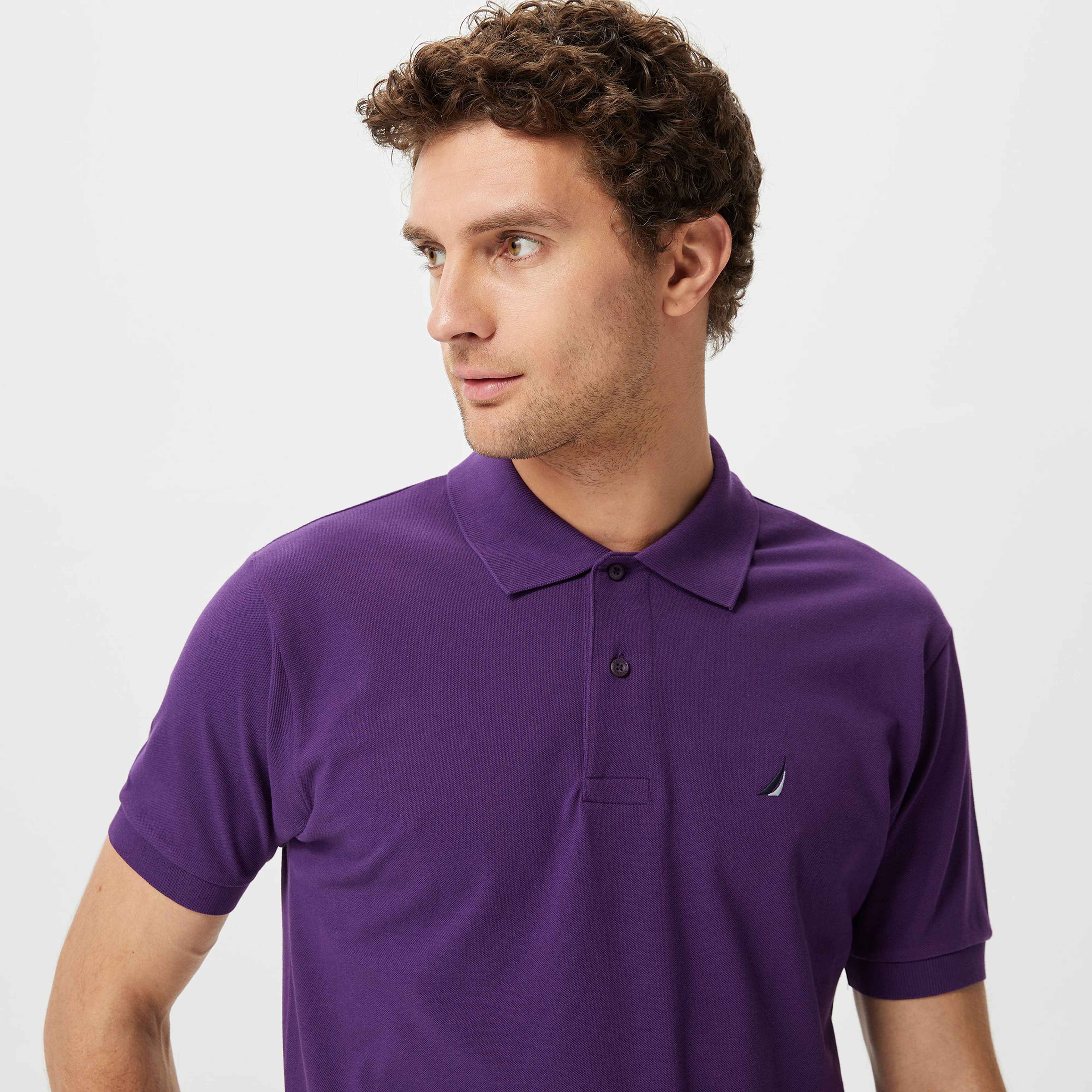 Nautica Erkek Mor Classic Fit Kısa Kollu Polo Yaka T-Shirt