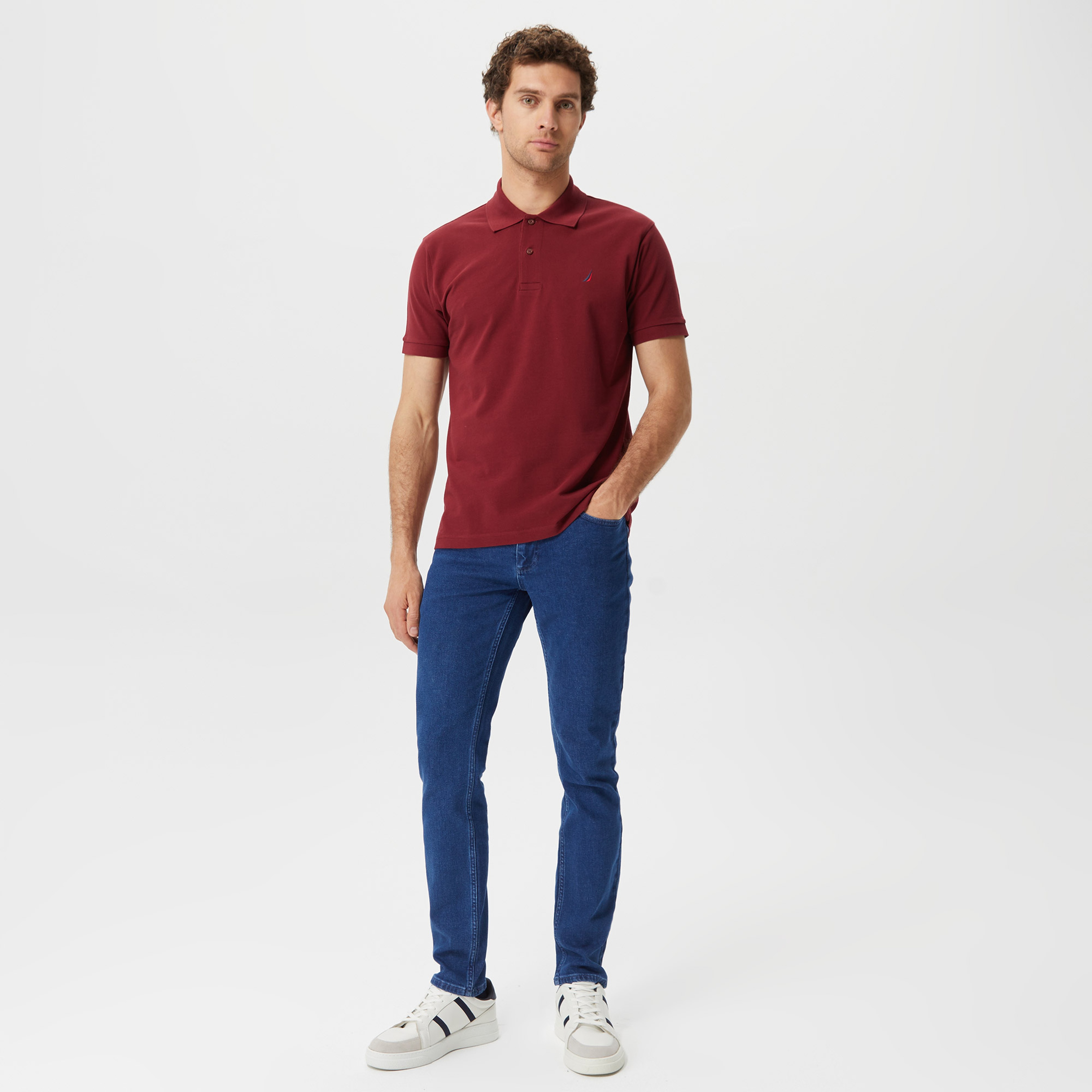 Nautica Erkek Bordo Classic Fit Kısa Kollu Polo Yaka T-Shirt