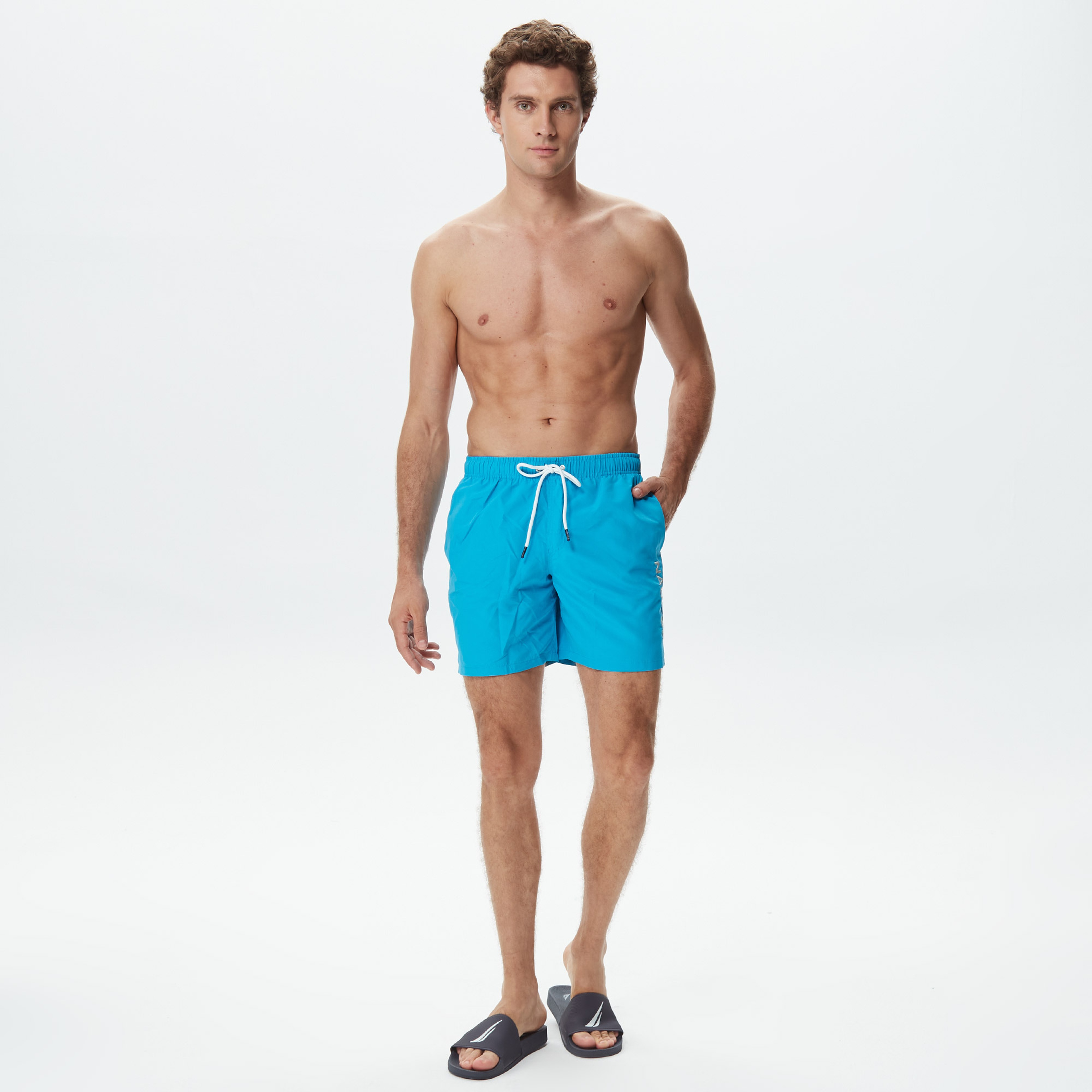 Nautica Erkek Mavi Standart Fit Mayo Şort