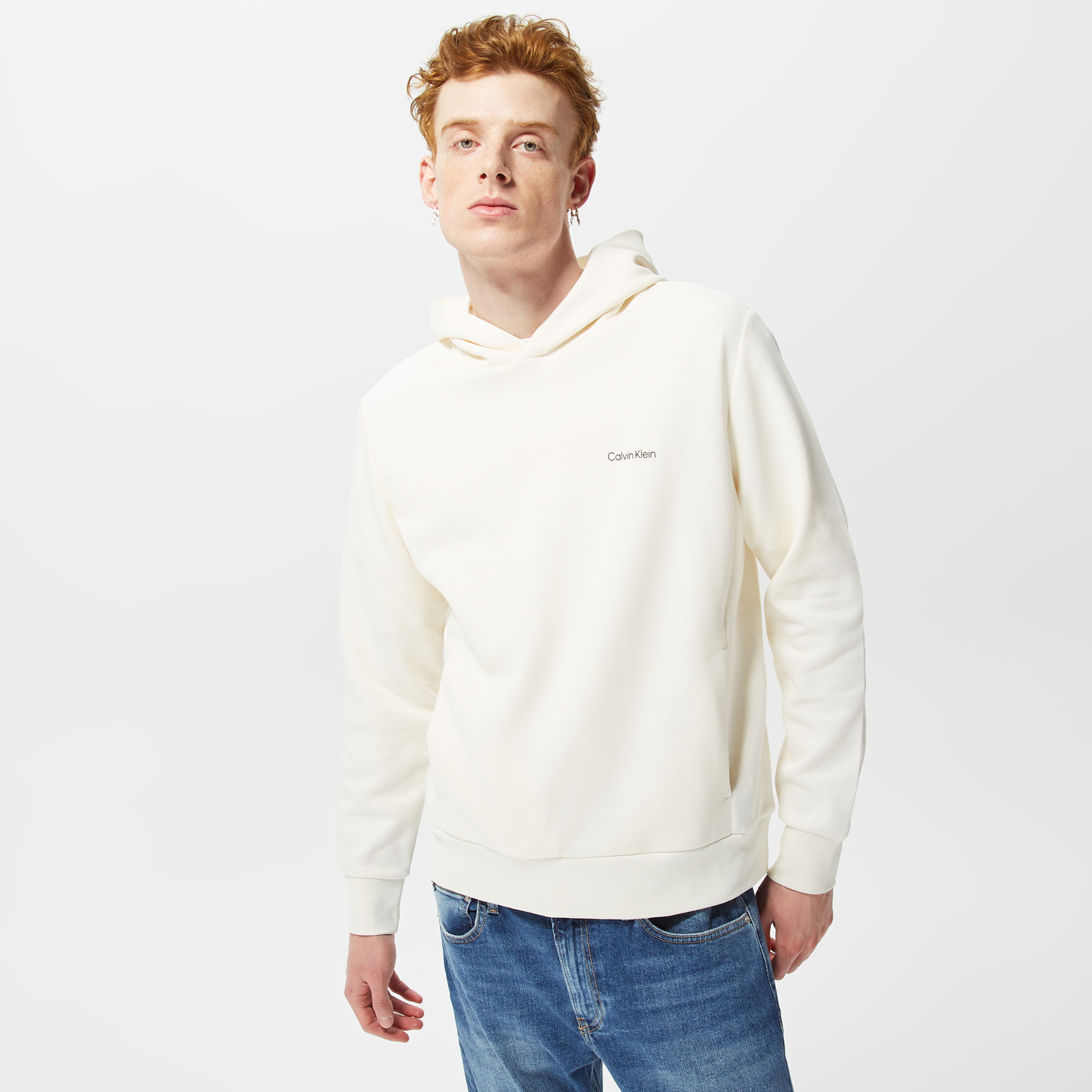 Calvin Klein Erkek Beyaz Sweatshirt