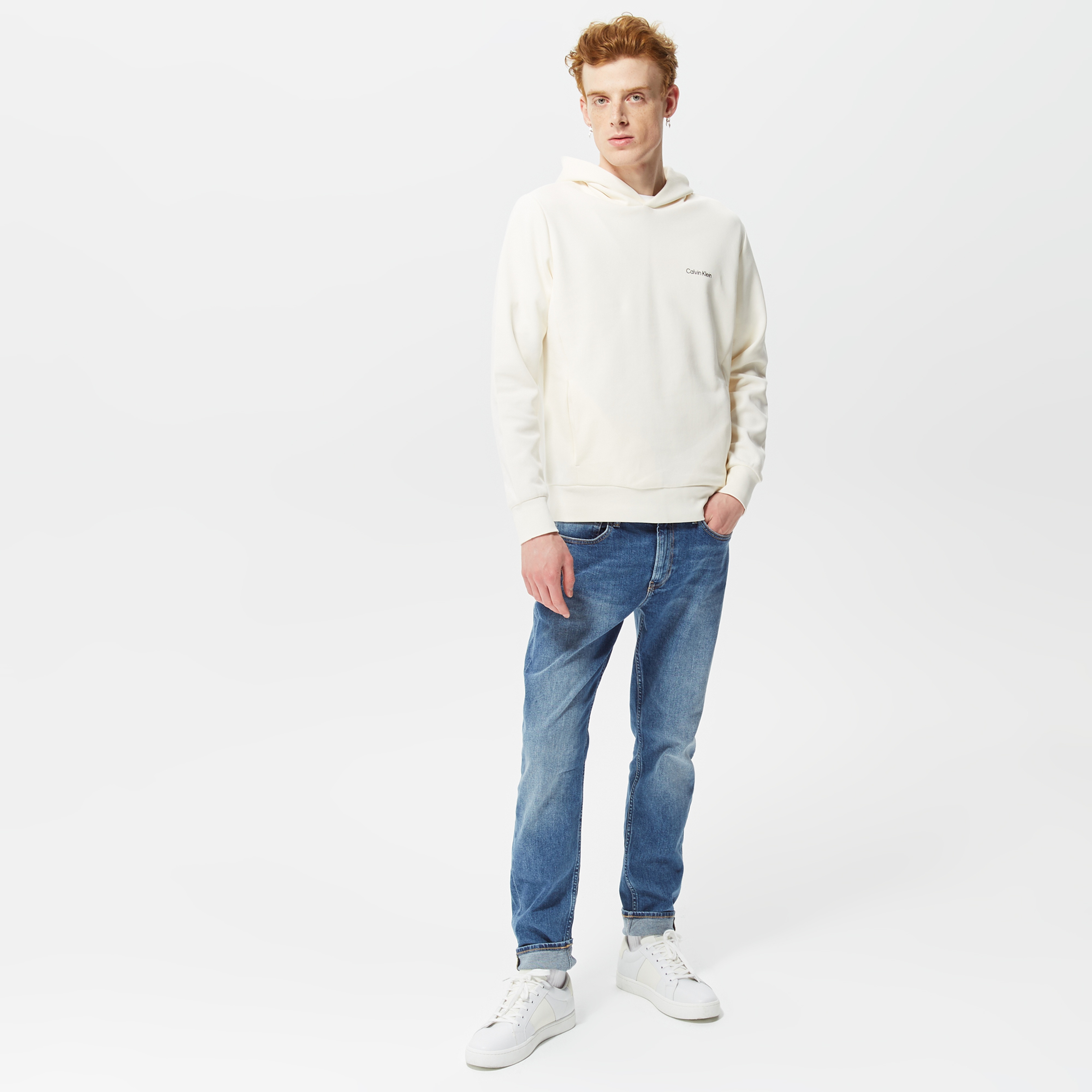 Calvin Klein Erkek Beyaz Sweatshirt