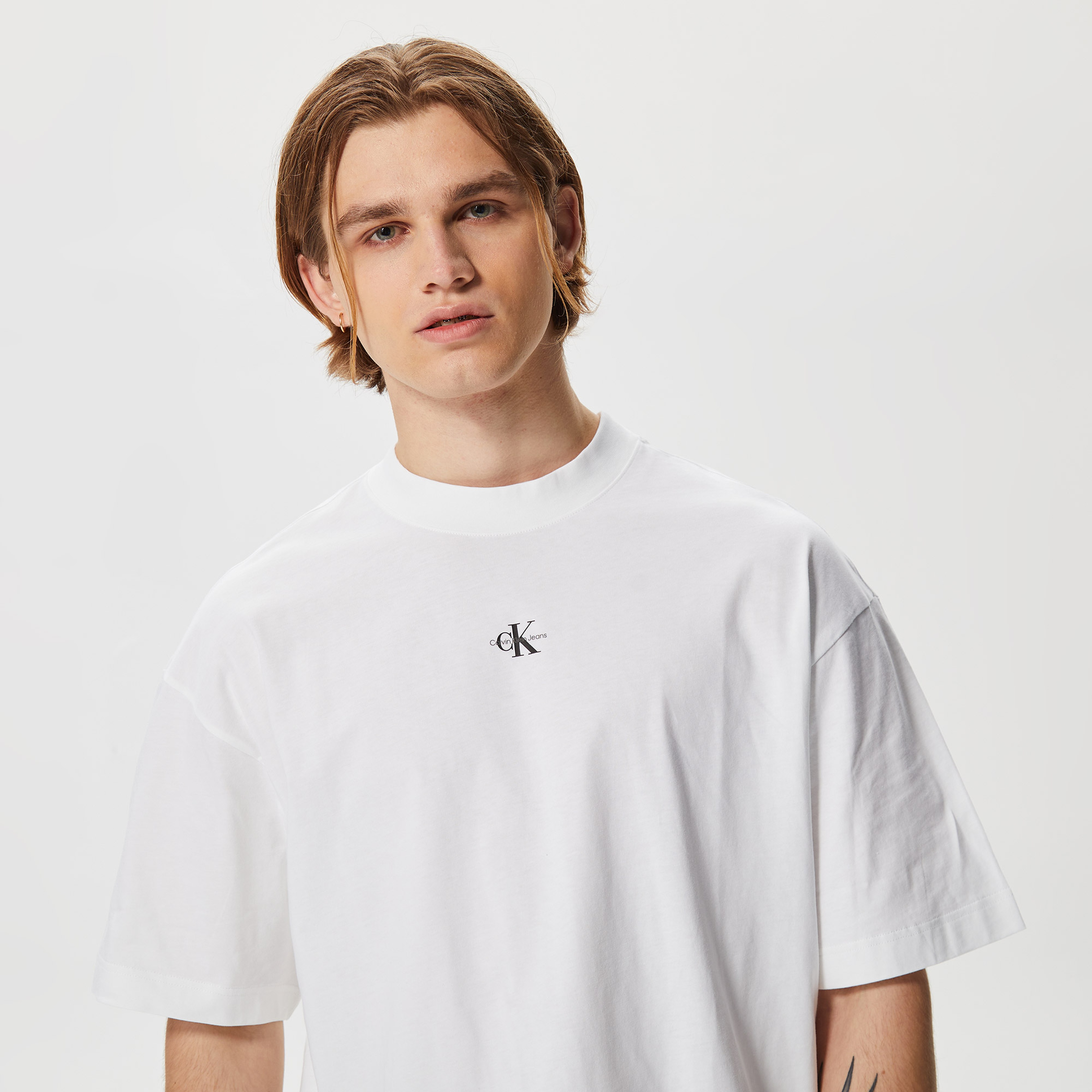Calvin Klein Jeans Micro Monologo Modern Erkek Beyaz T-Shirt