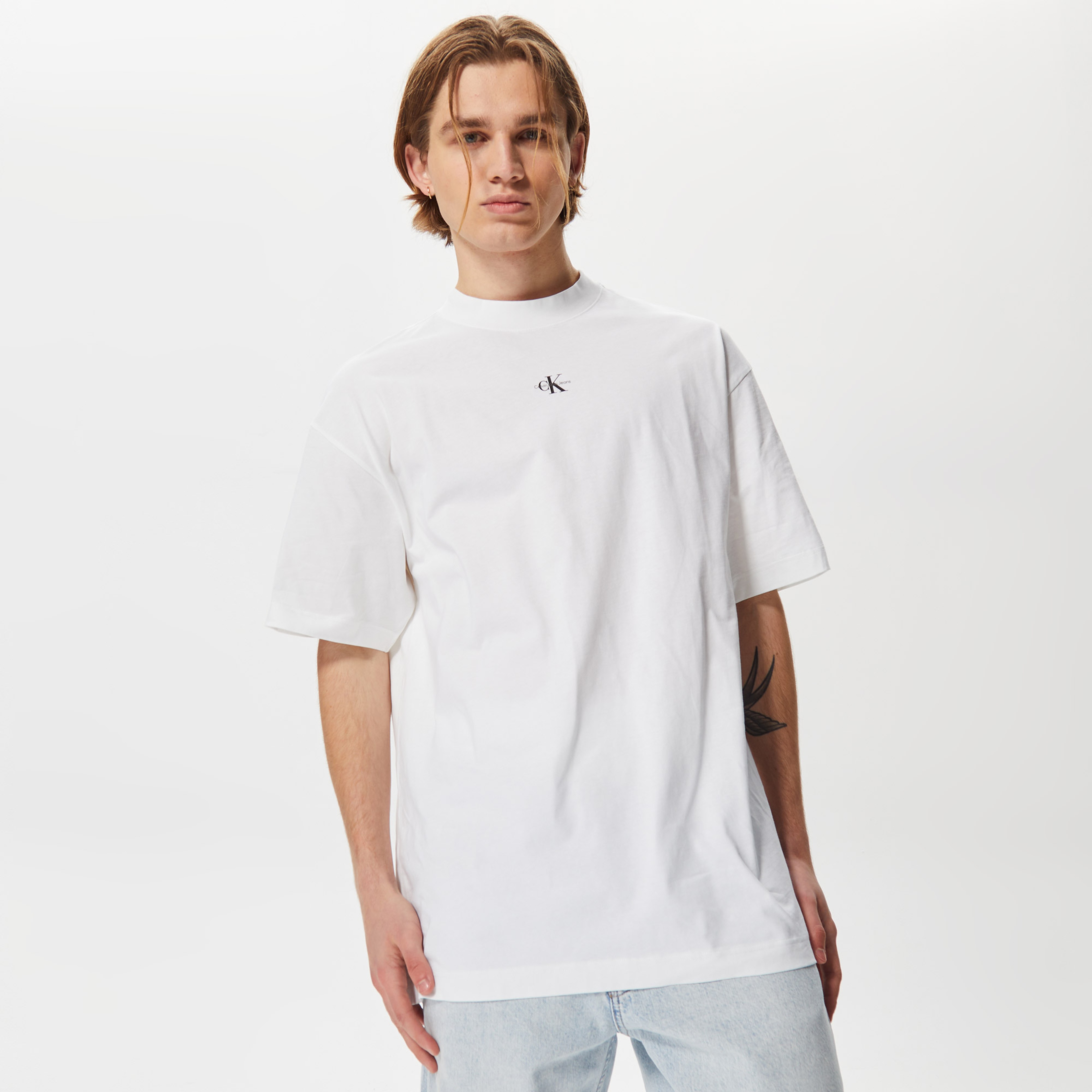 Calvin Klein Jeans Micro Monologo Modern Erkek Beyaz T-Shirt