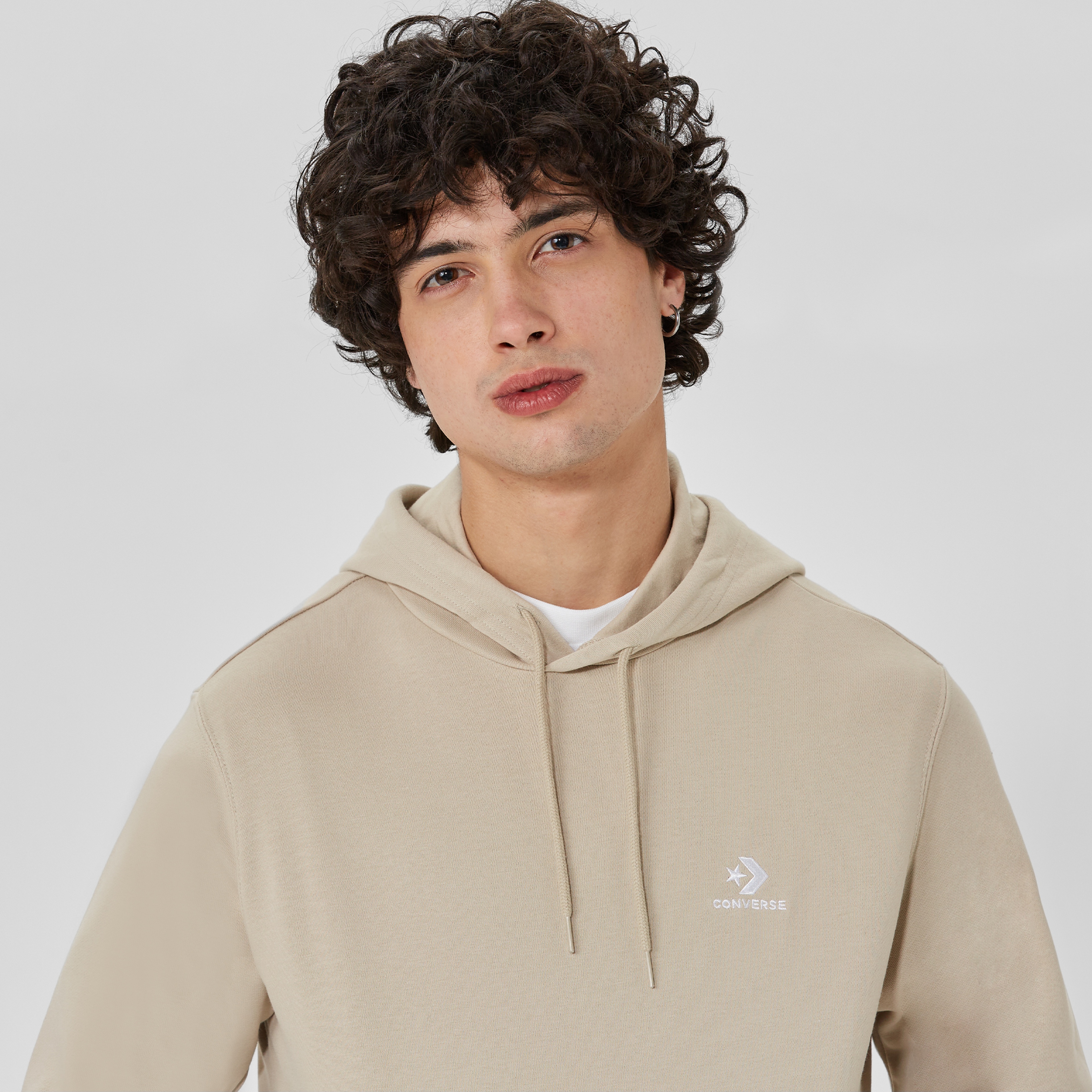 Converse Go-To Embroidered Star Chevron  Unisex Bej Hoodie