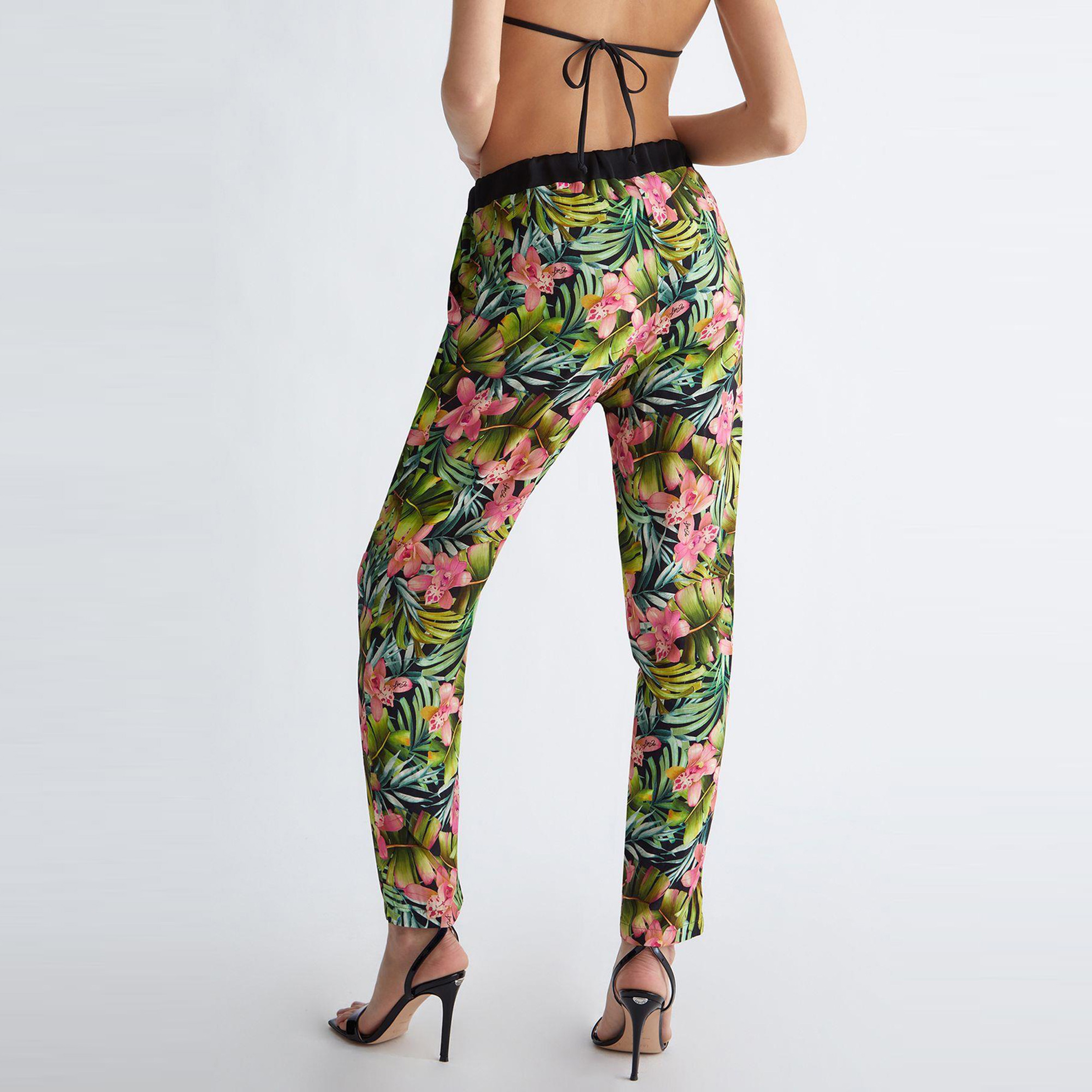 Liu Jo Kadın Siyah/Çicekli Pantolon