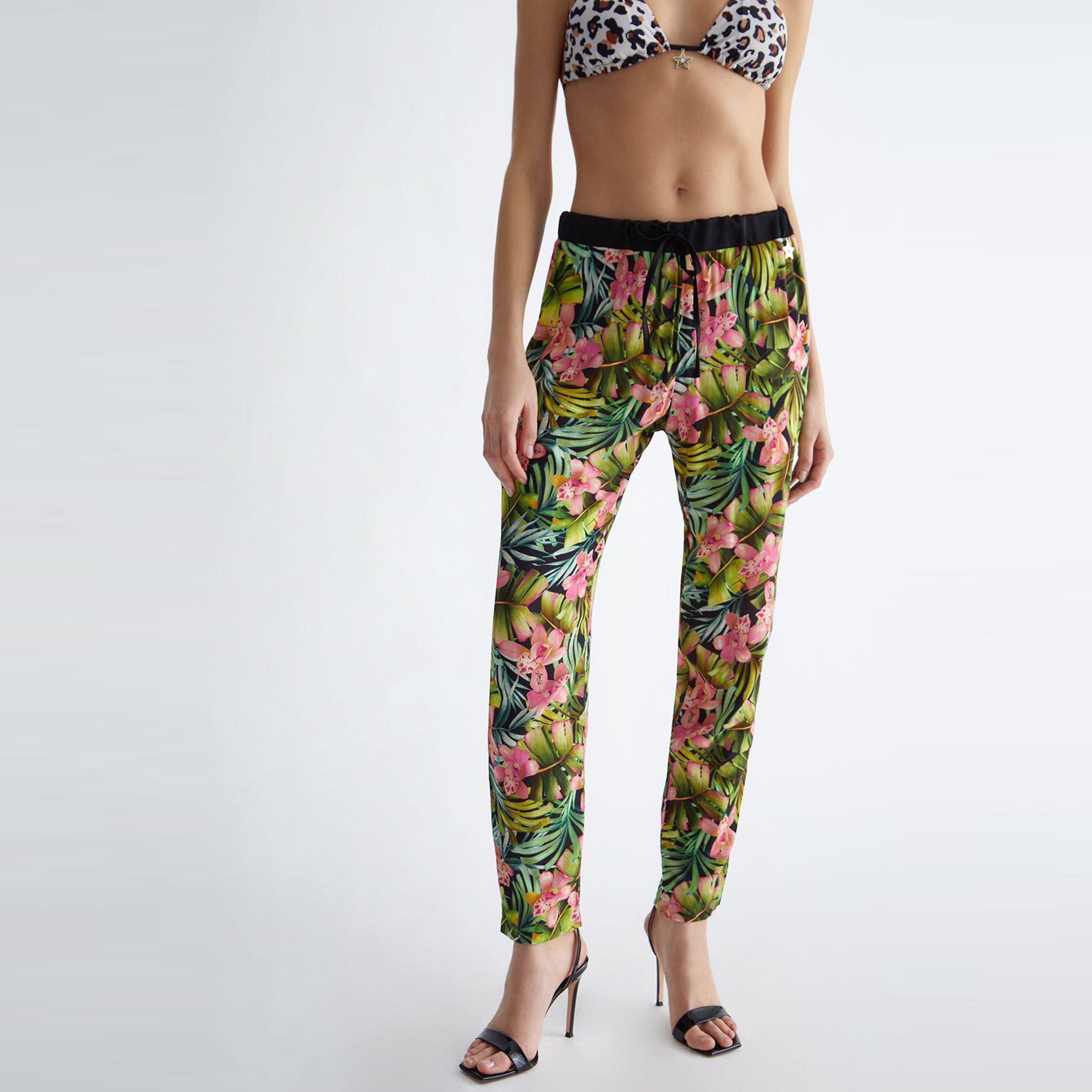 Liu Jo Kadın Siyah/Çicekli Pantolon