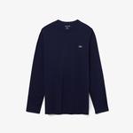 Erkek Slim Fit Uzun Kollu Bisiklet Yaka Lacivert T-Shirt