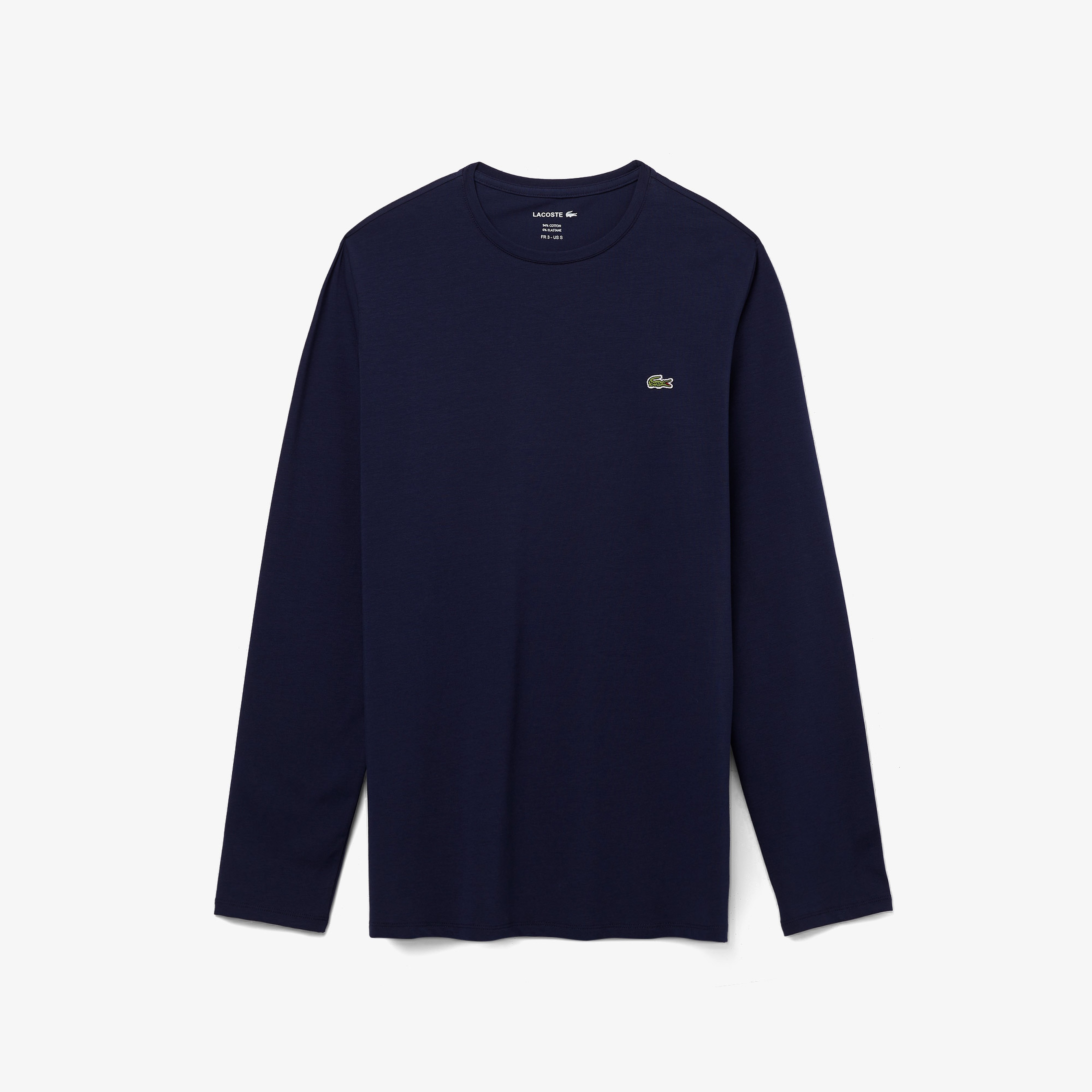 Erkek Slim Fit Uzun Kollu Bisiklet Yaka Lacivert T-Shirt