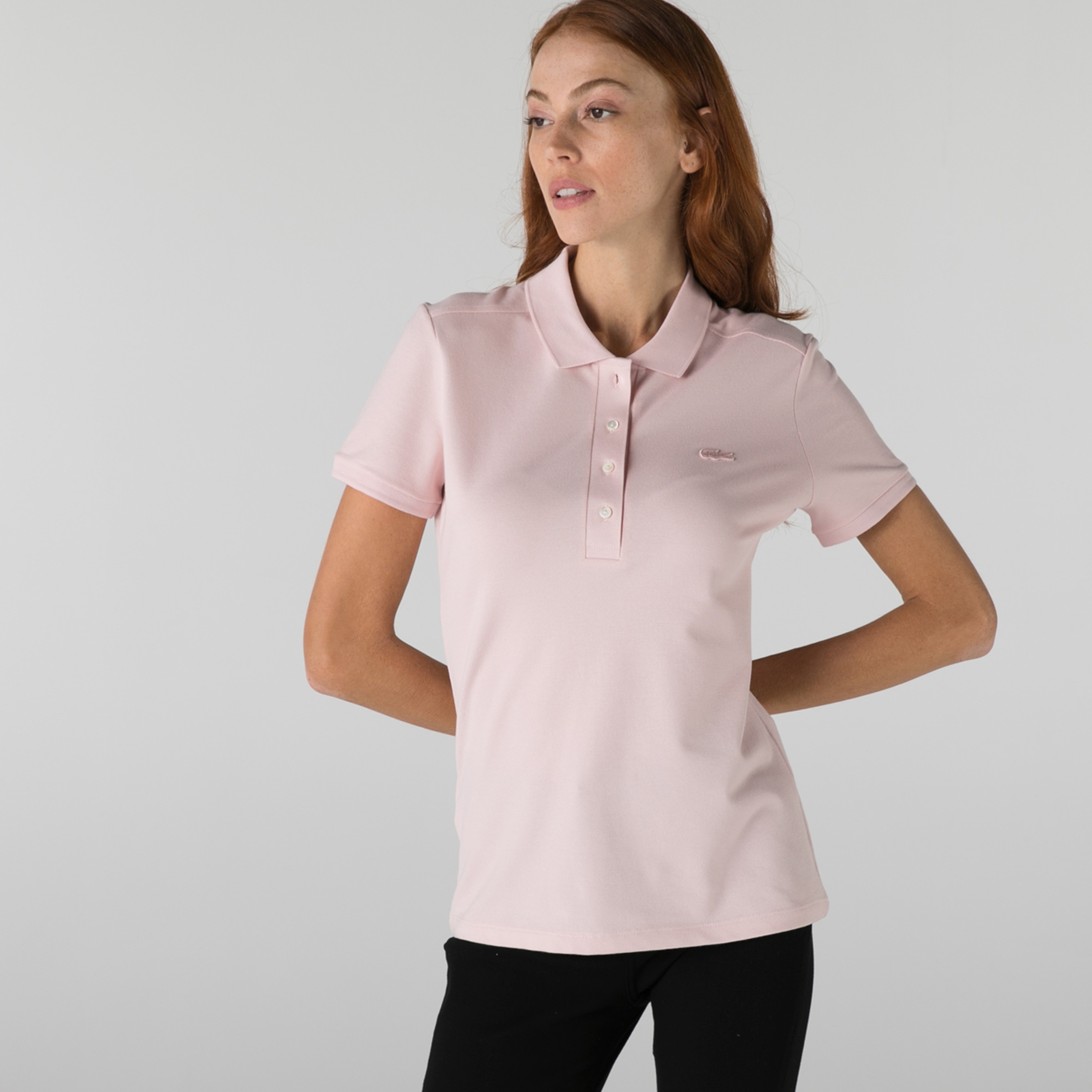 L.12.D Kadın Slim Fit Pembe Polo