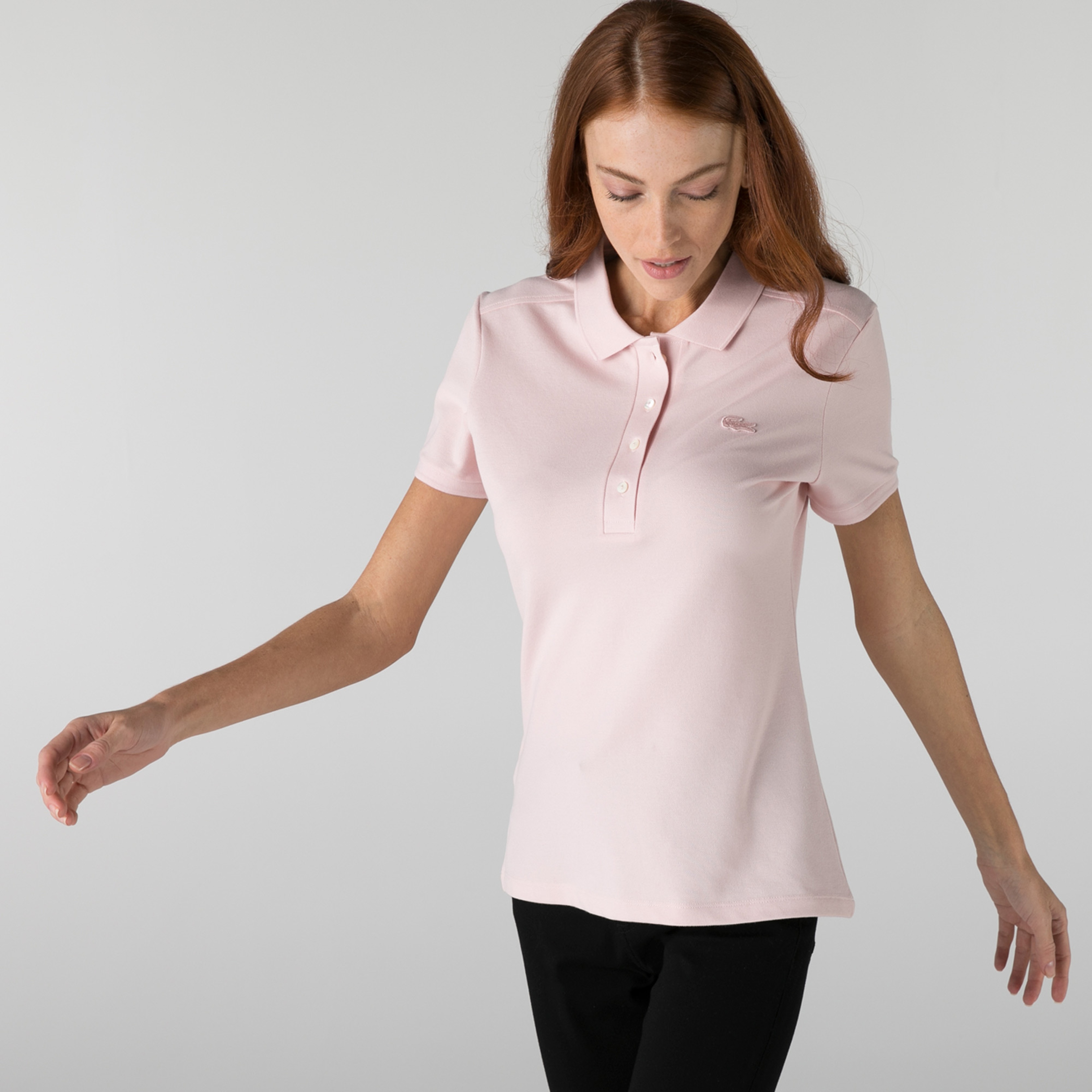L.12.D Kadın Slim Fit Pembe Polo