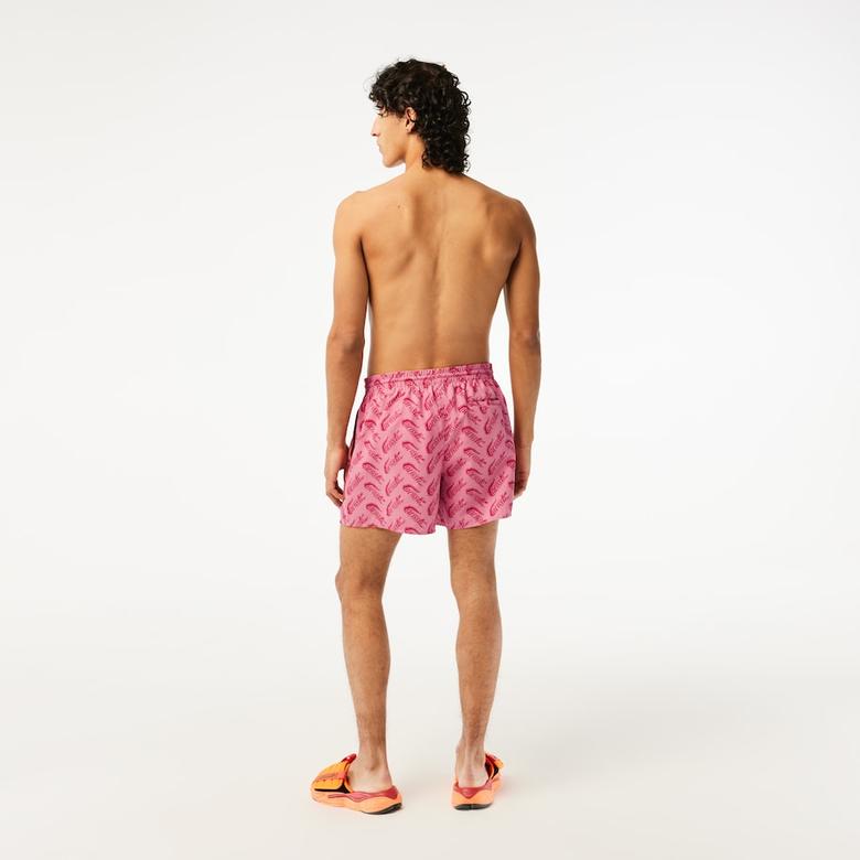 Erkek Baskılı Pembe Mayo Şort