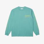 Erkek Loose Fit Uzun Kollu Bisiklet Yaka Yeşil T-Shirt