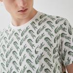 Erkek Slim Fit Bisiklet Yaka Desenli Beyaz T-Shirt