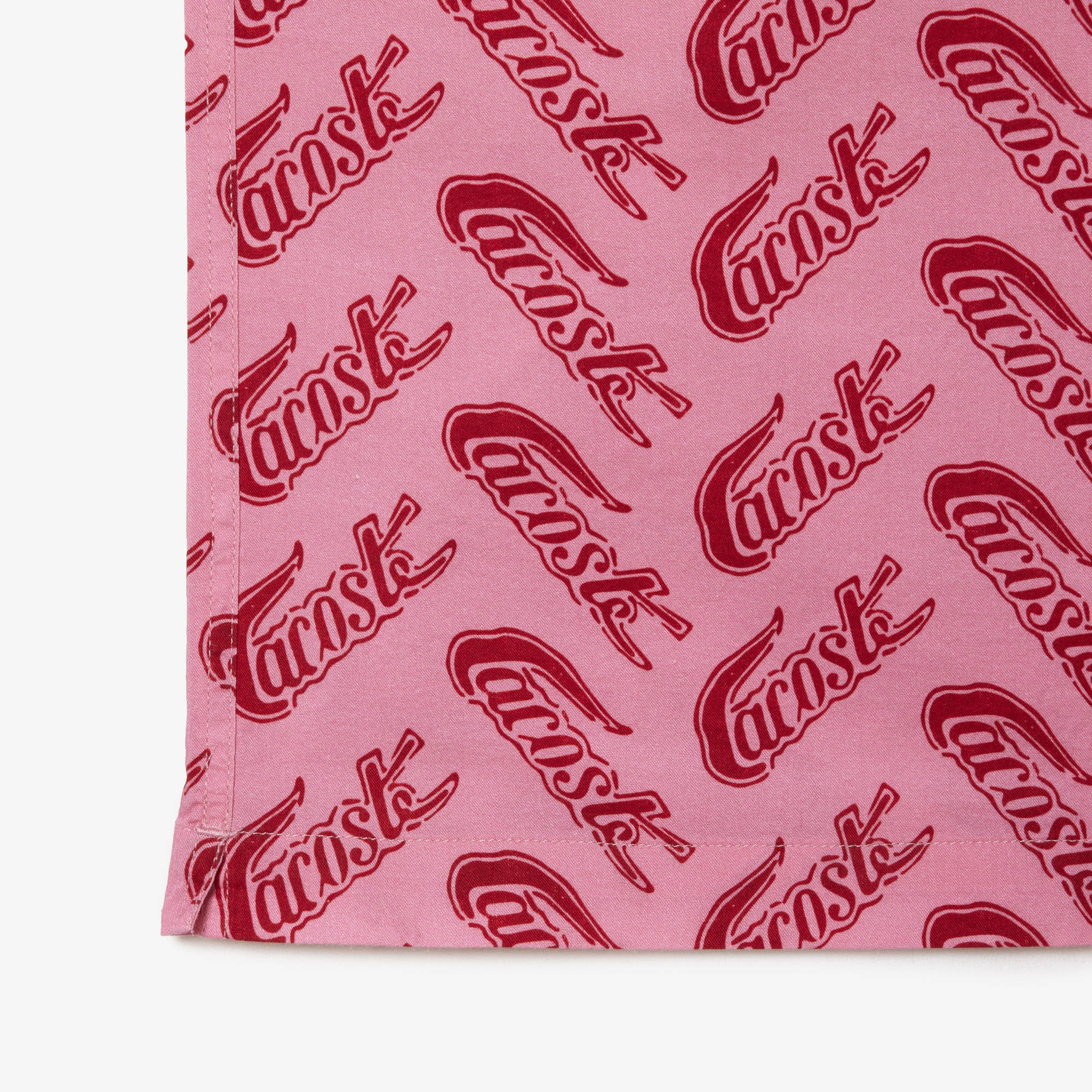 Erkek Relaxed Fit Kısa Kollu Desenli Pembe Gömlek