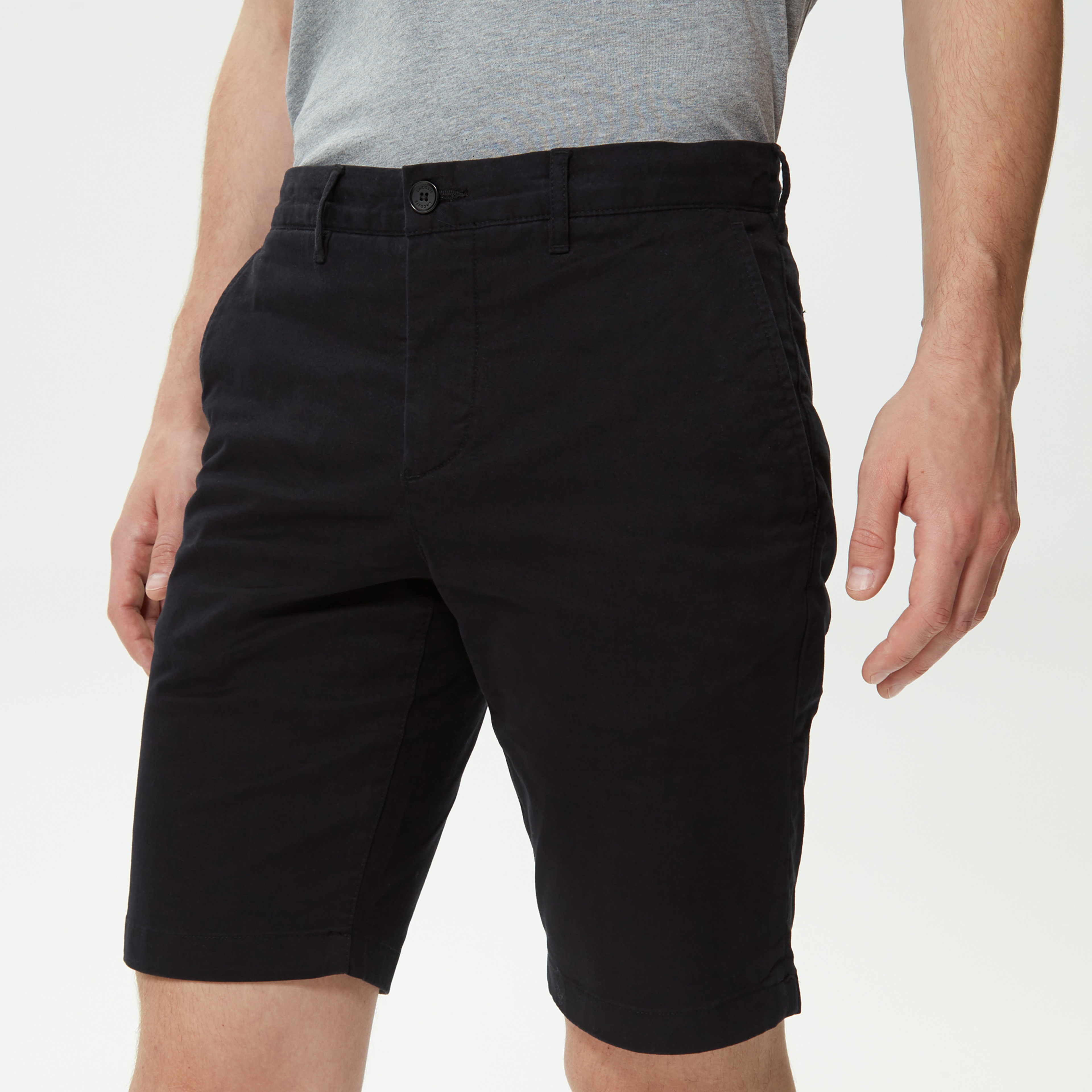 Erkek Slim Fit Organik Pamuk Siyah Bermuda