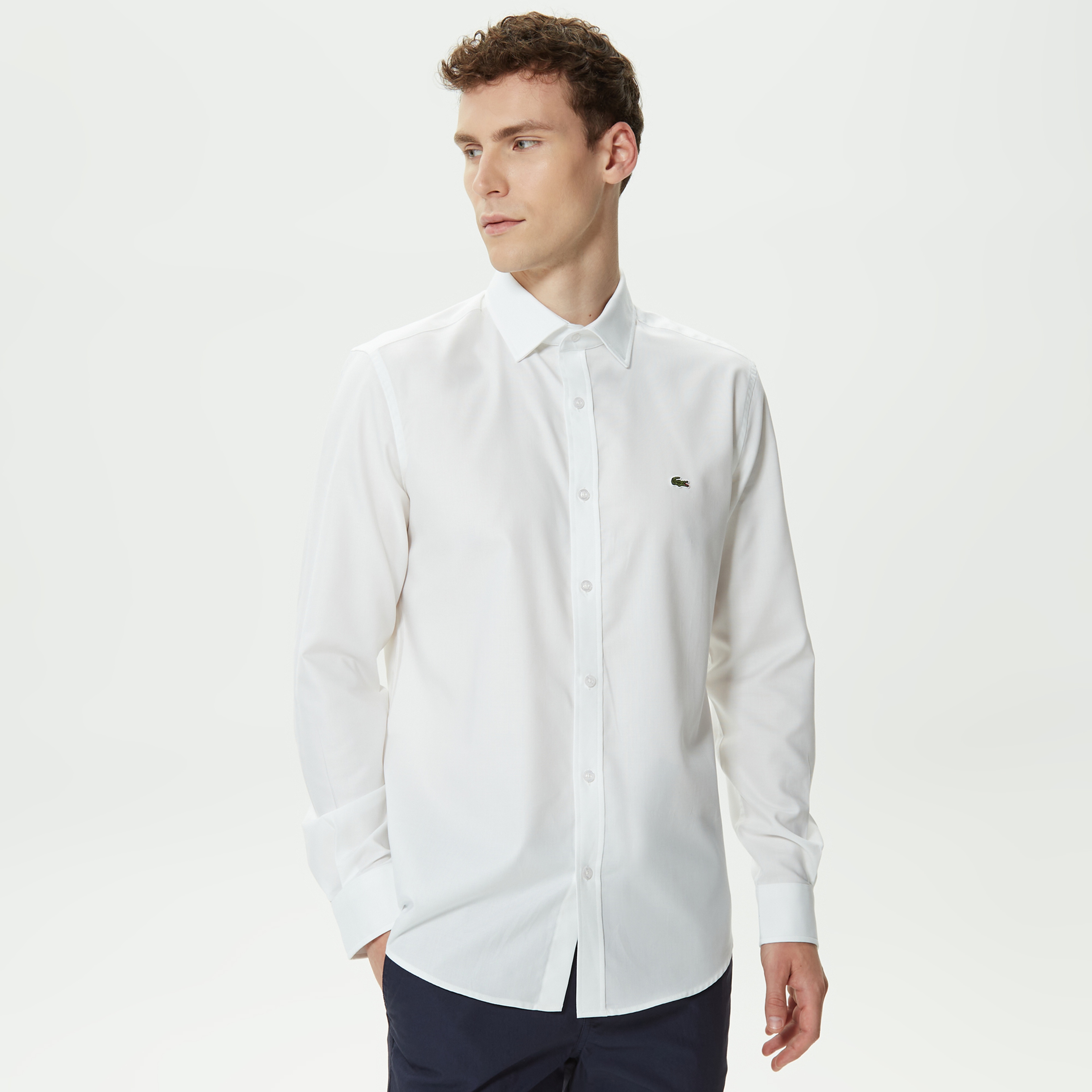 Erkek Slim Fit Beyaz Gömlek