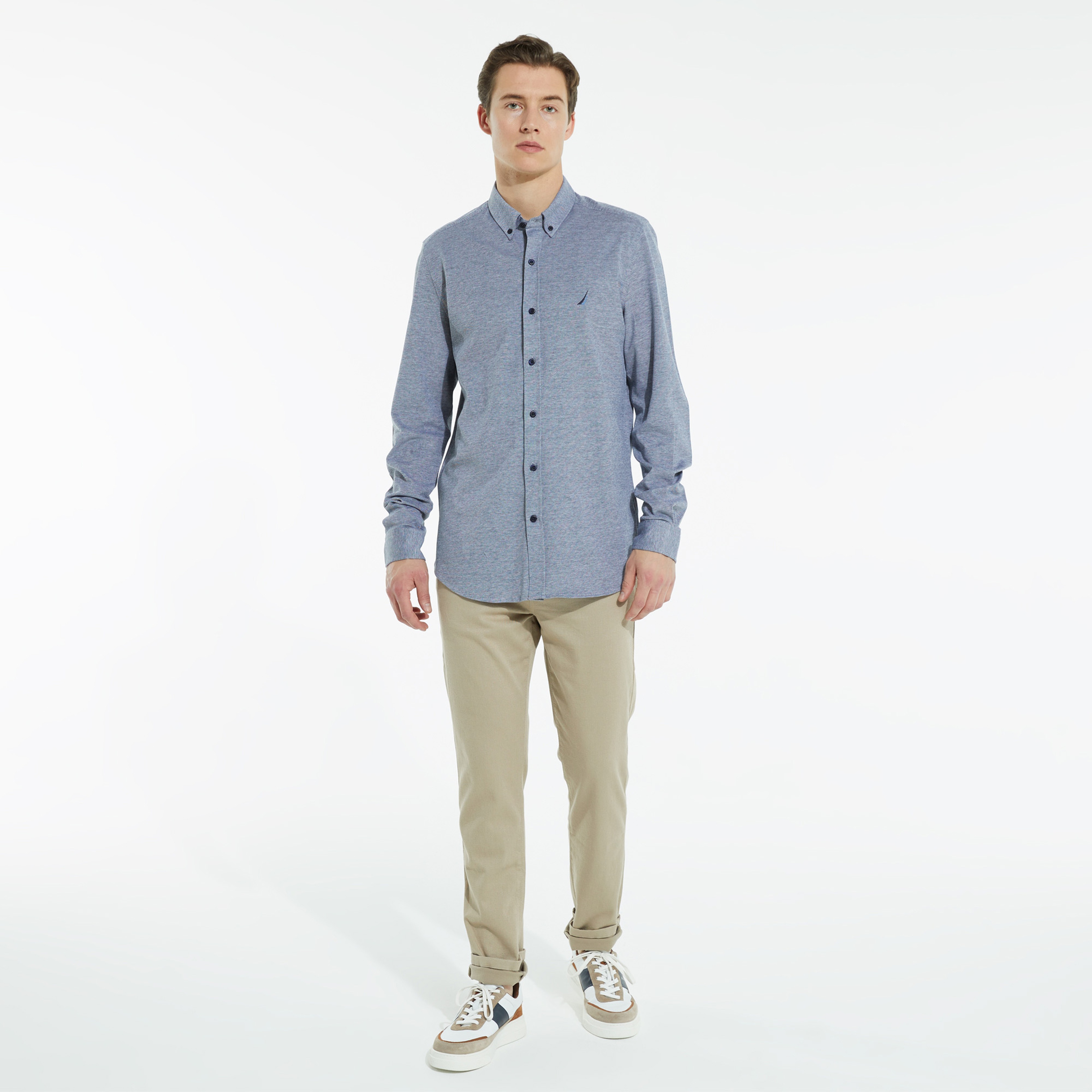 NAUTICA ERKEK LACİVERT UZUN KOLLU SLIM FIT GÖMLEK