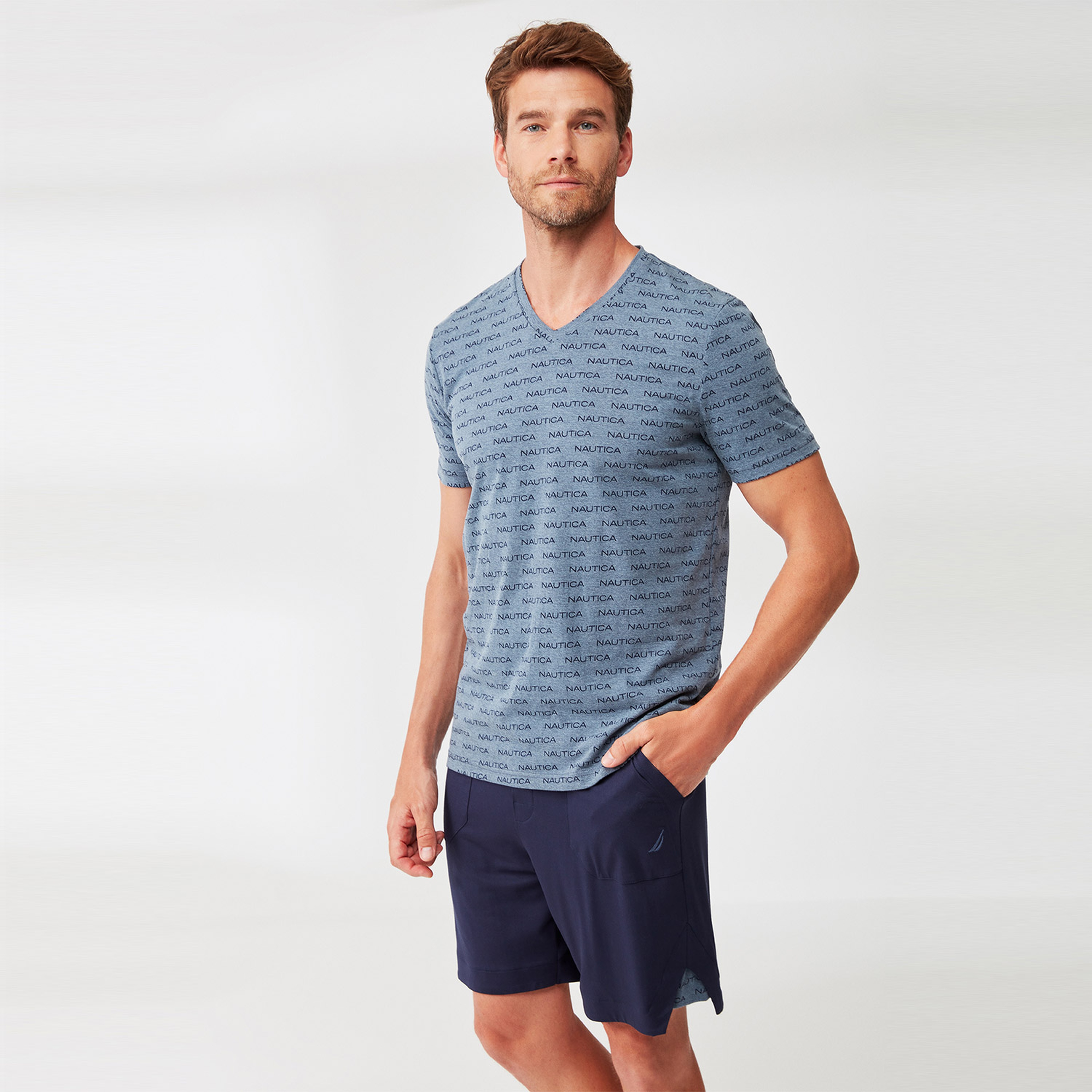 NAUTICA ERKEK GRİ DESENLİ PİJAMA TAKIM