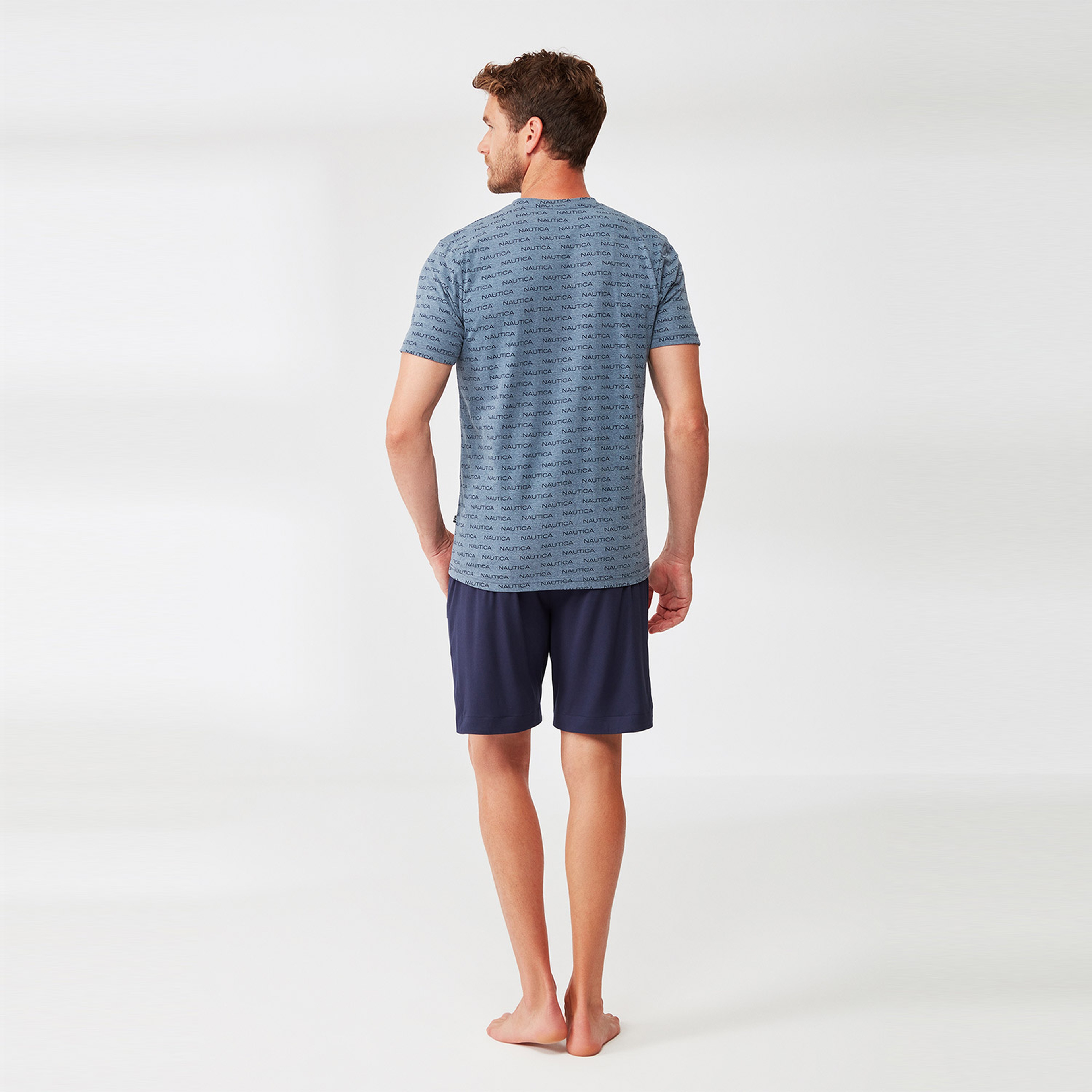 NAUTICA ERKEK GRİ DESENLİ PİJAMA TAKIM