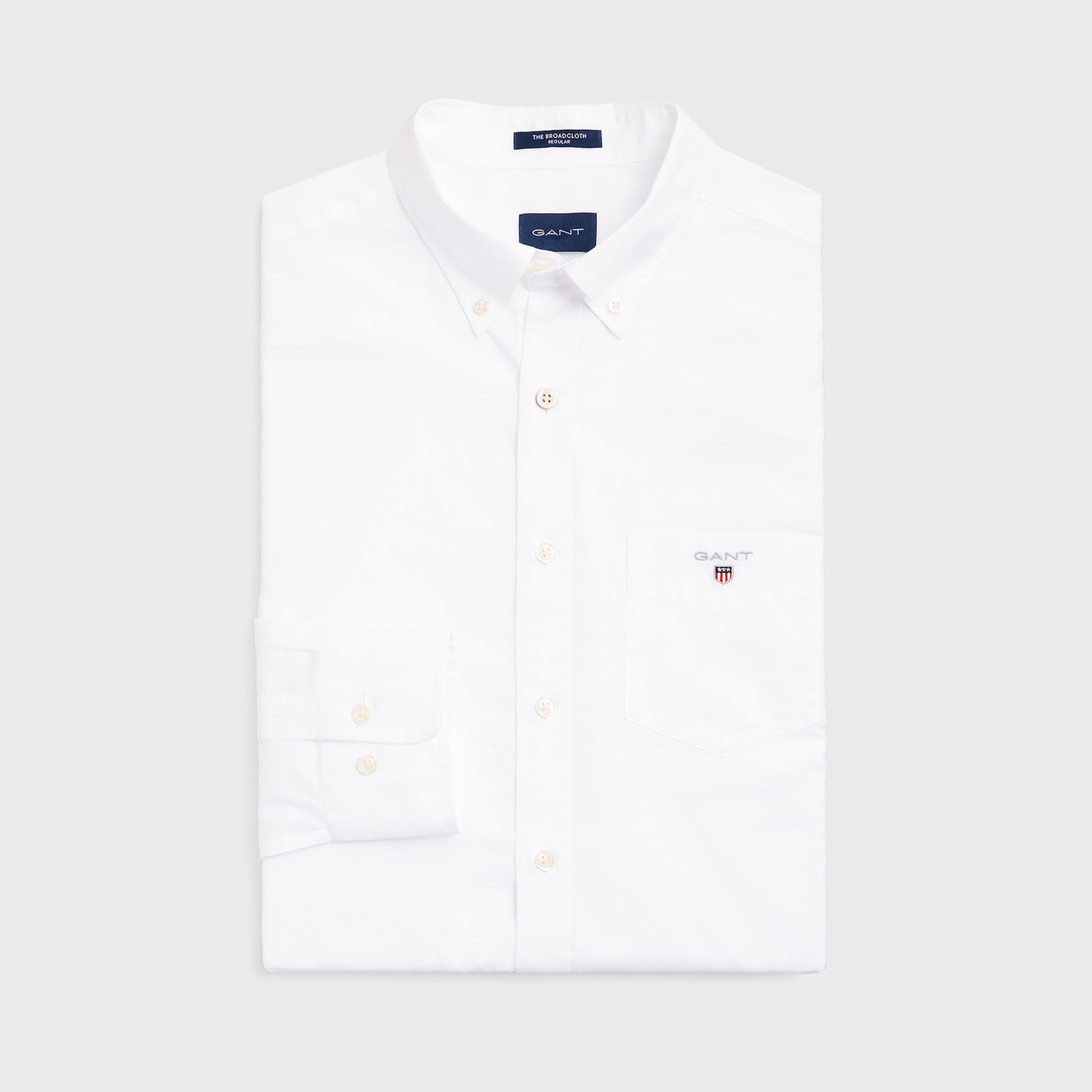 GANT Erkek Beyaz Regular Fit Düğmeli Yaka Broadcloth Gömlek