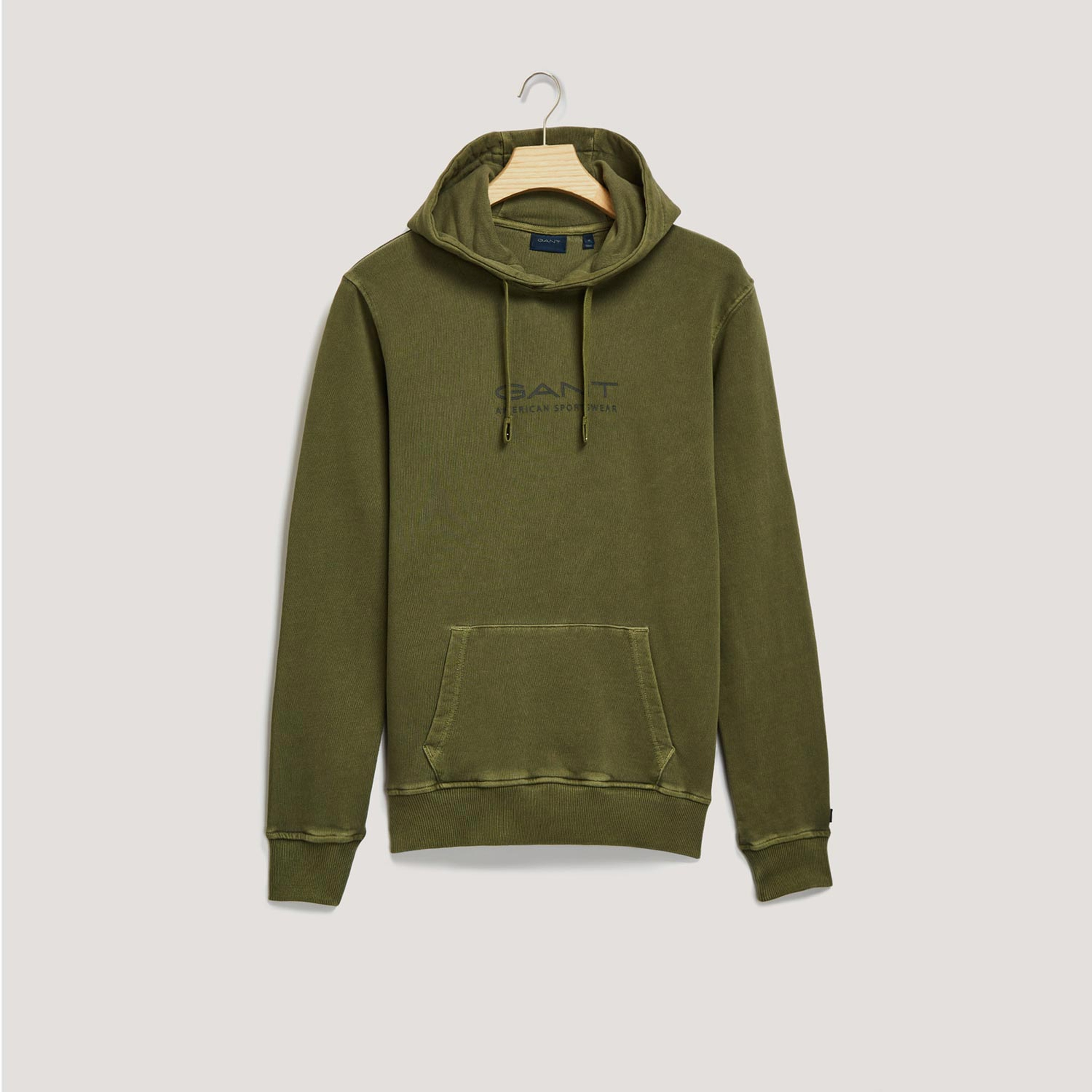 GANT Erkek Yeşil Regular Fit Kapüşonlu Logolu Sweatshirt