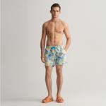 GANT Erkek Mavi Classic Fit Desenli Mayo Şort