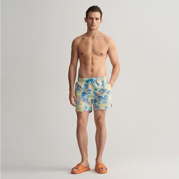 GANT Erkek Mavi Classic Fit Desenli Mayo Şort