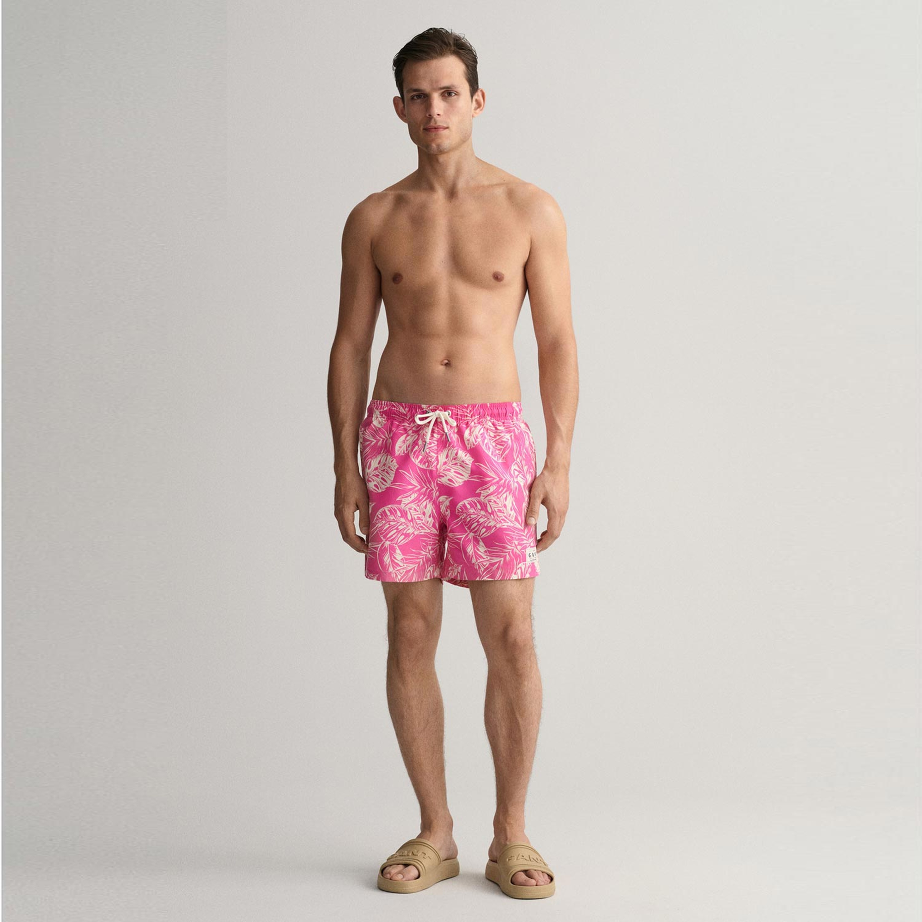 GANT Erkek Pembe Classic Fit Desenli Mayo Şort