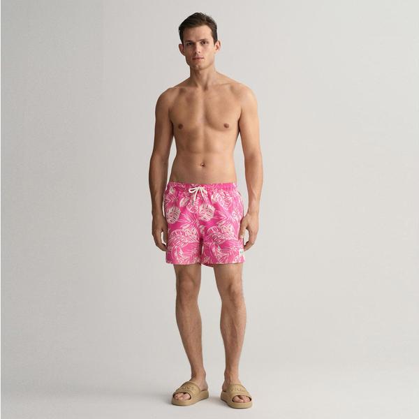 GANT Erkek Pembe Classic Fit Desenli Mayo Şort