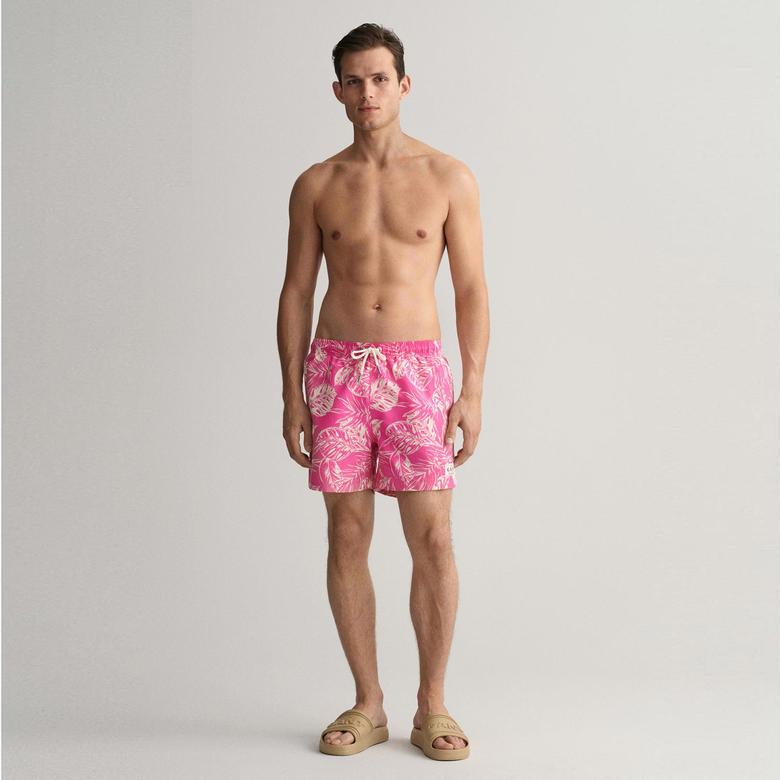 GANT Erkek Pembe Classic Fit Desenli Mayo Şort