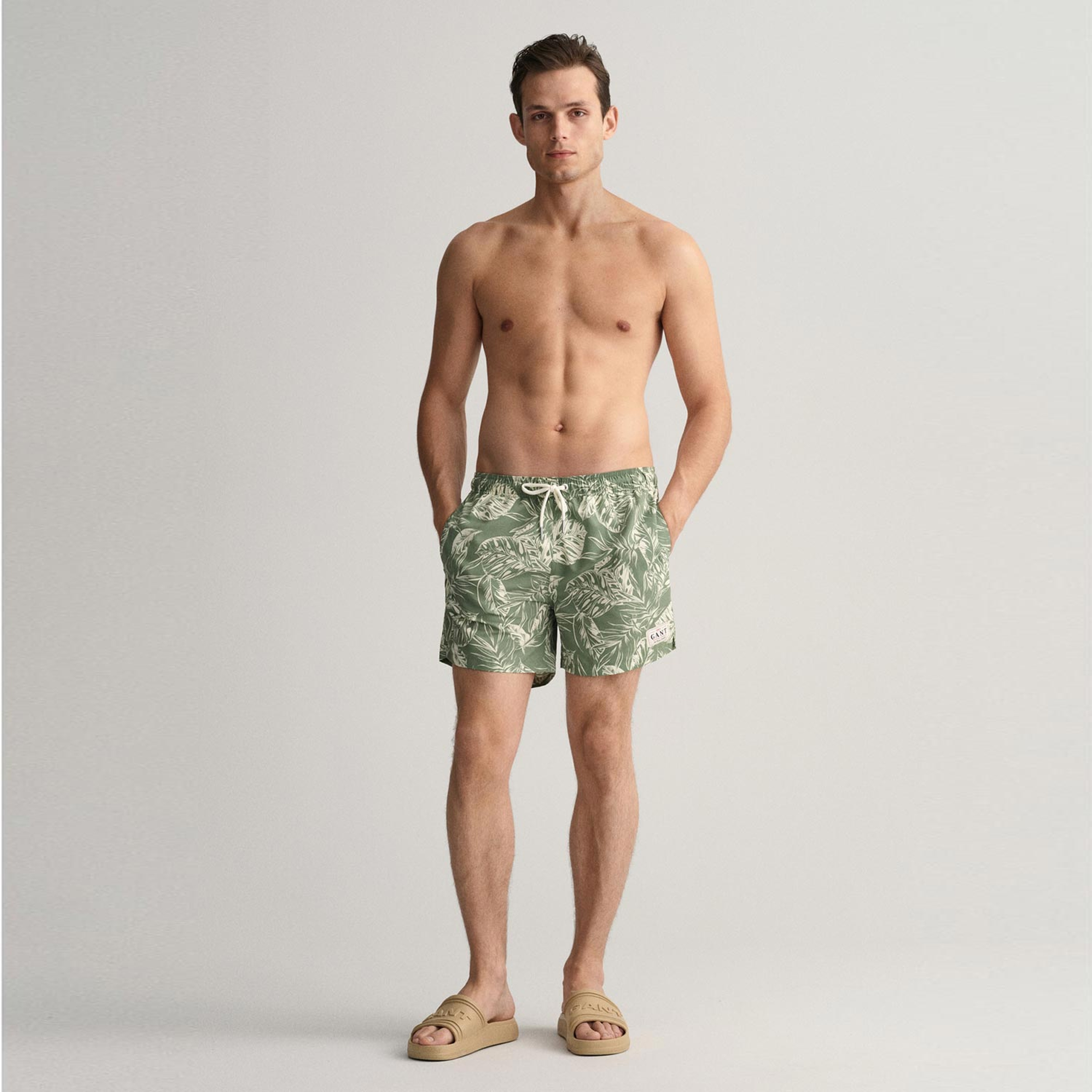 GANT Erkek Yeşil Classic Fit Desenli Mayo Şort