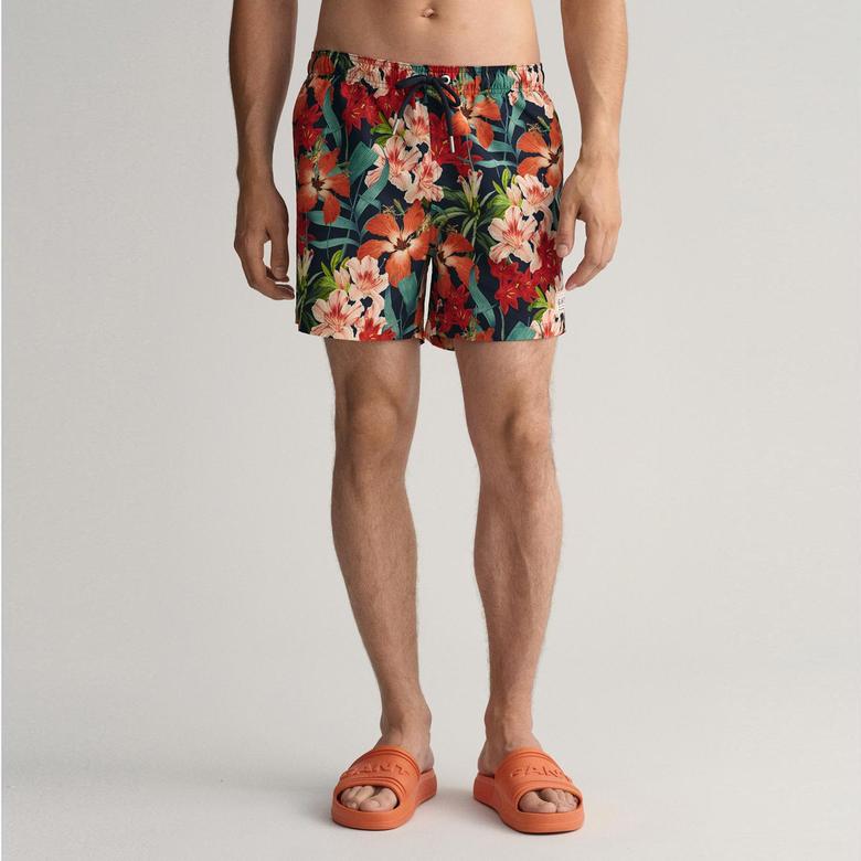 Gant Erkek Mavi Classic Fit Desenli Mayo Şort