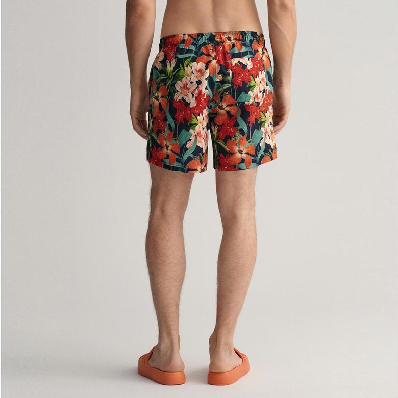 Gant Erkek Mavi Classic Fit Desenli Mayo Şort