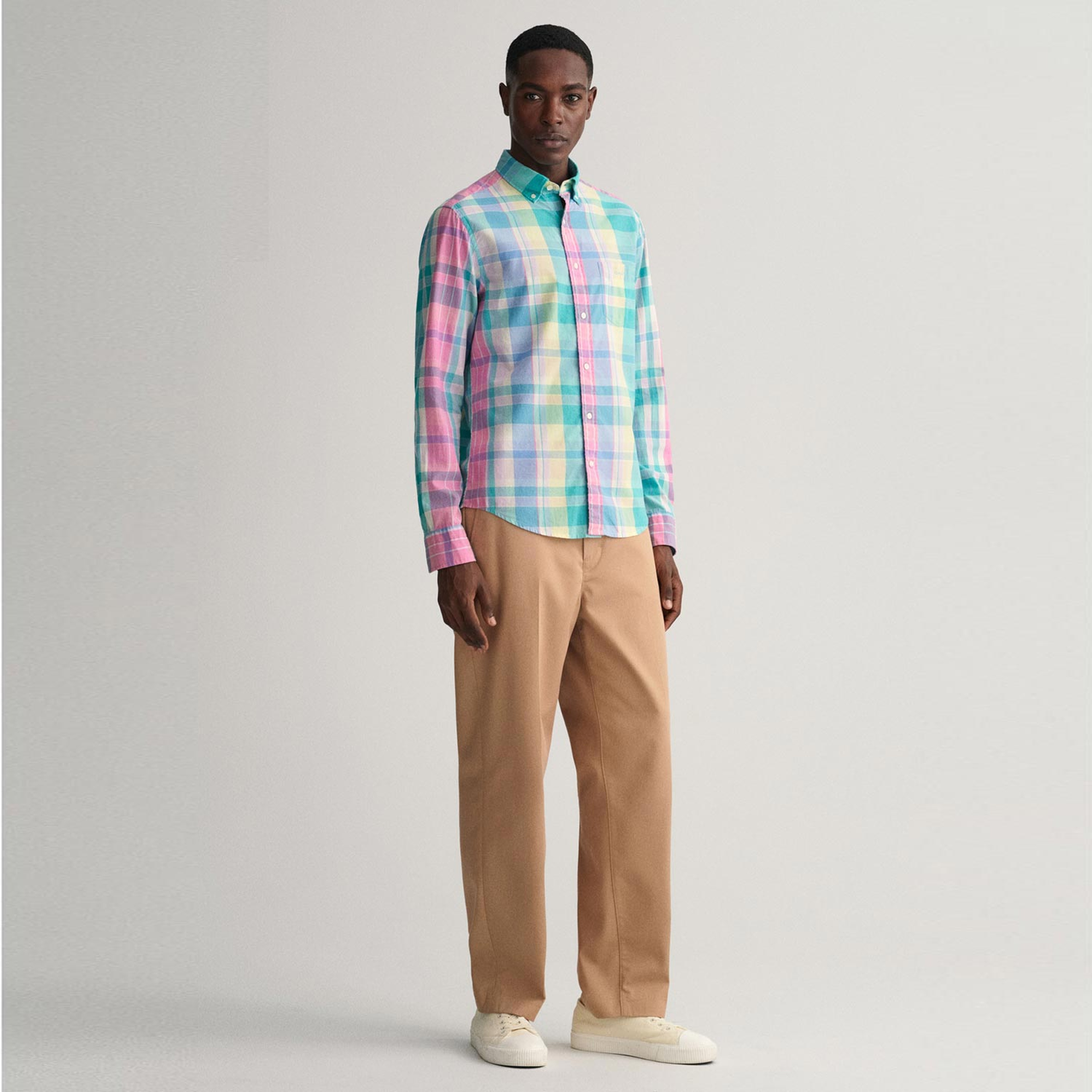 GANT Erkek Pembe Regular Fit Düğmeli Yaka Kareli Gömlek