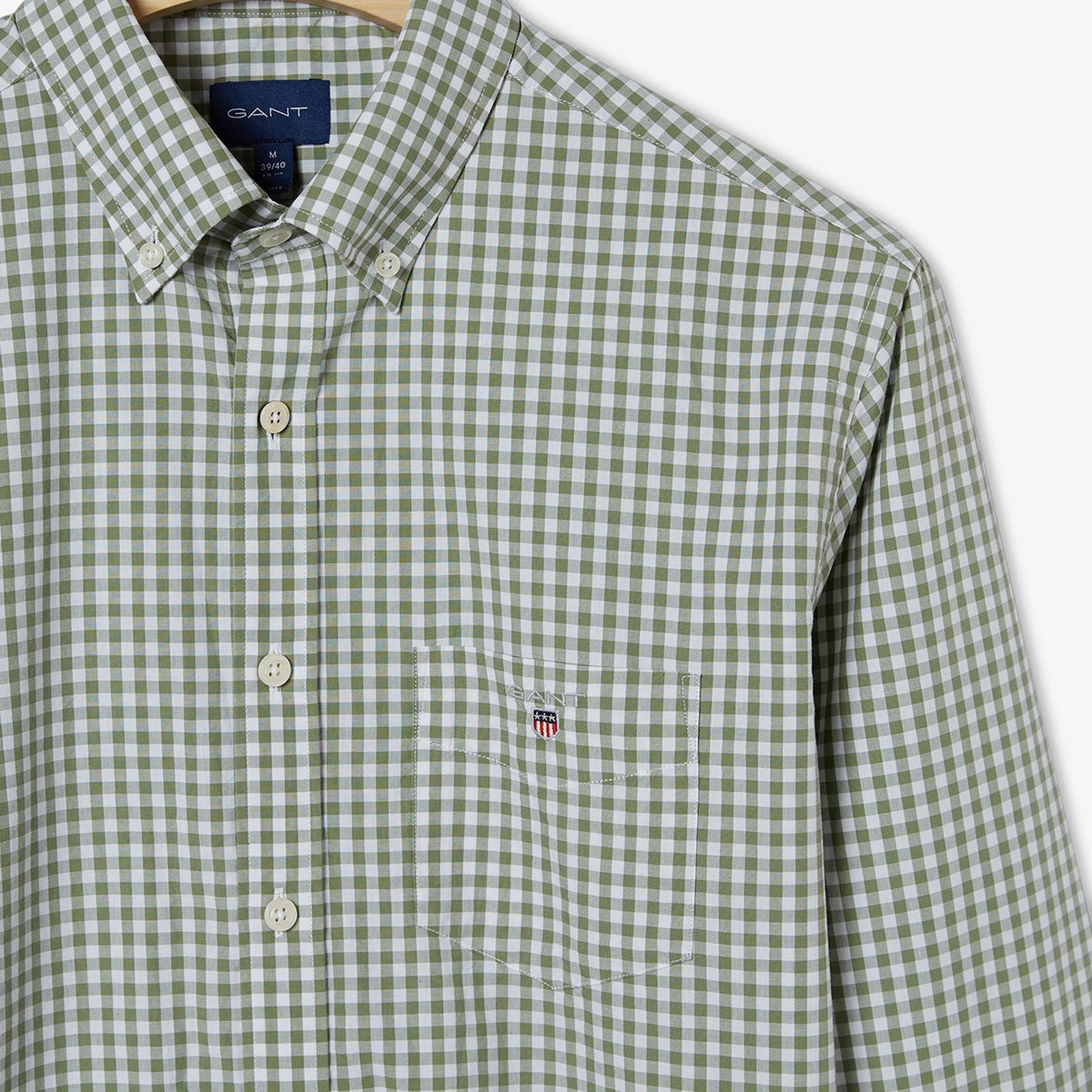 GANT Erkek Yeşil Regular Fit Kareli Broadcloth Gömlek