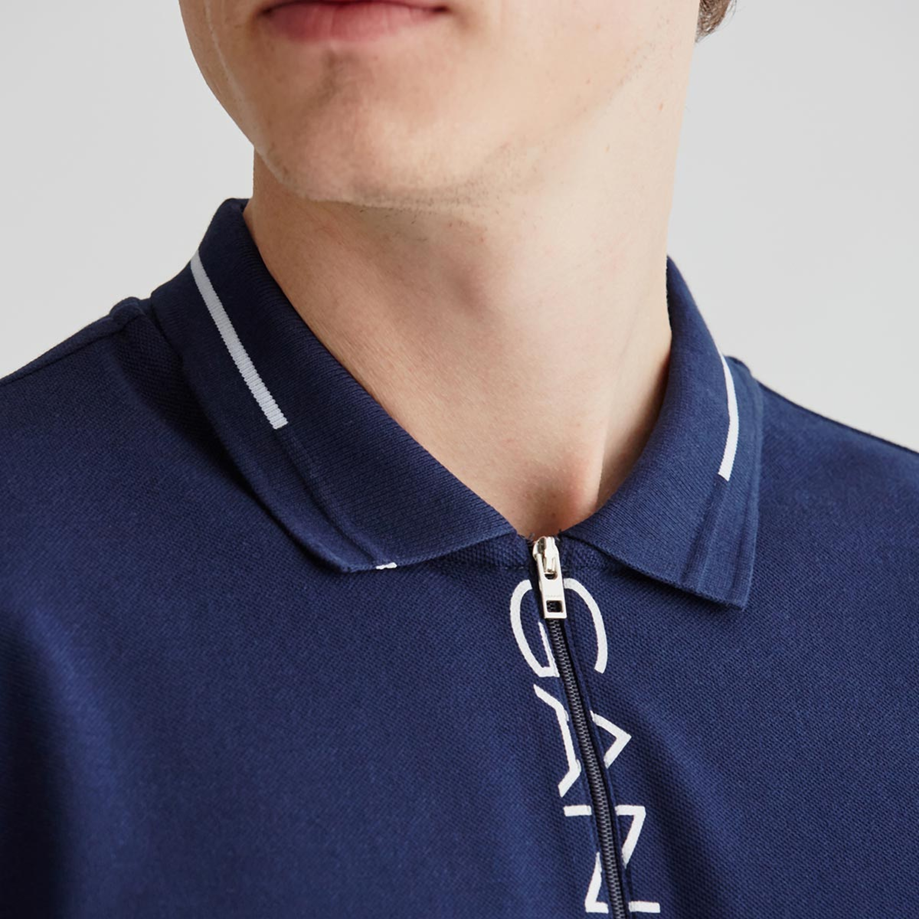 GANT Erkek Lacivert Regular Fit Yarım Fermuarlı Polo
