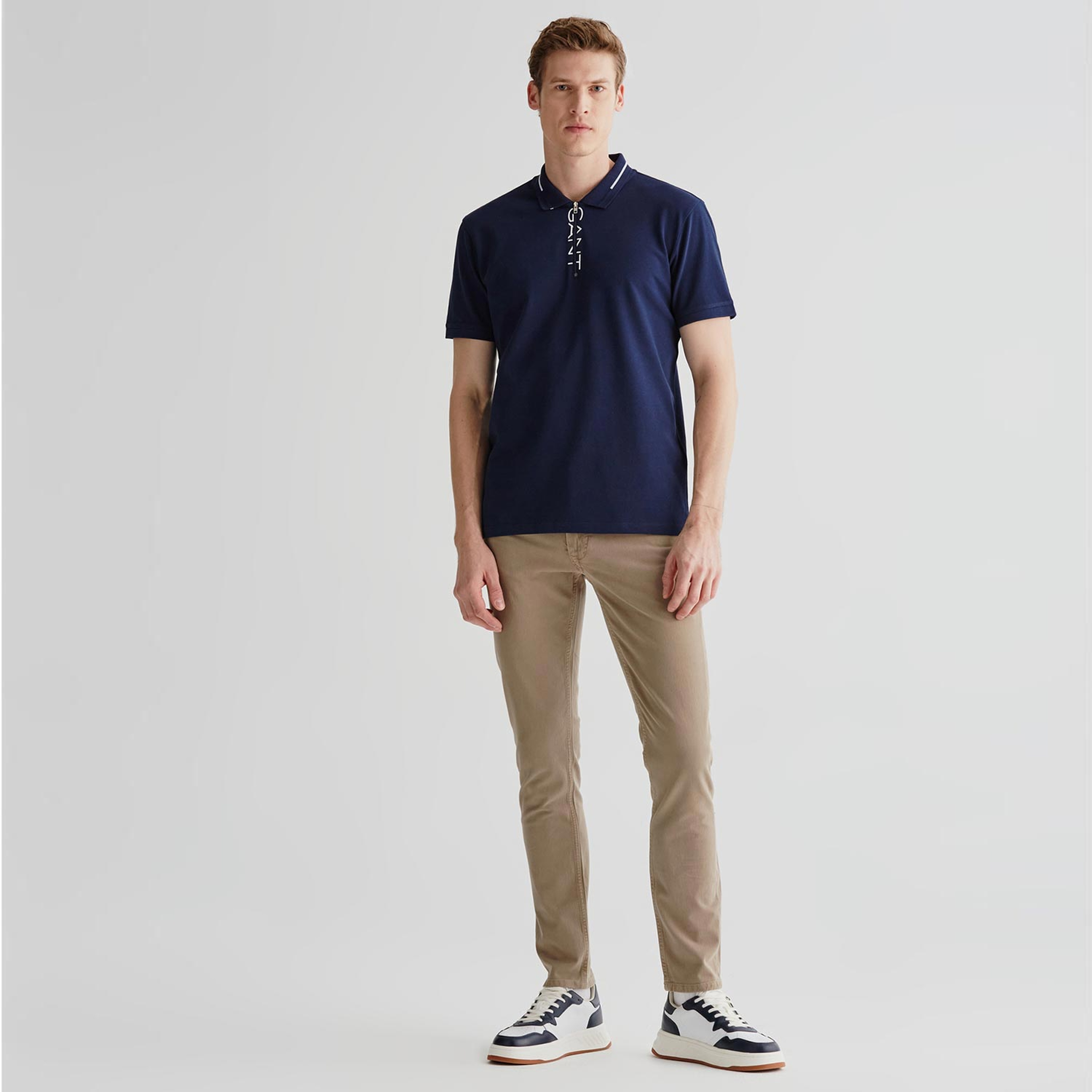 GANT Erkek Lacivert Regular Fit Yarım Fermuarlı Polo