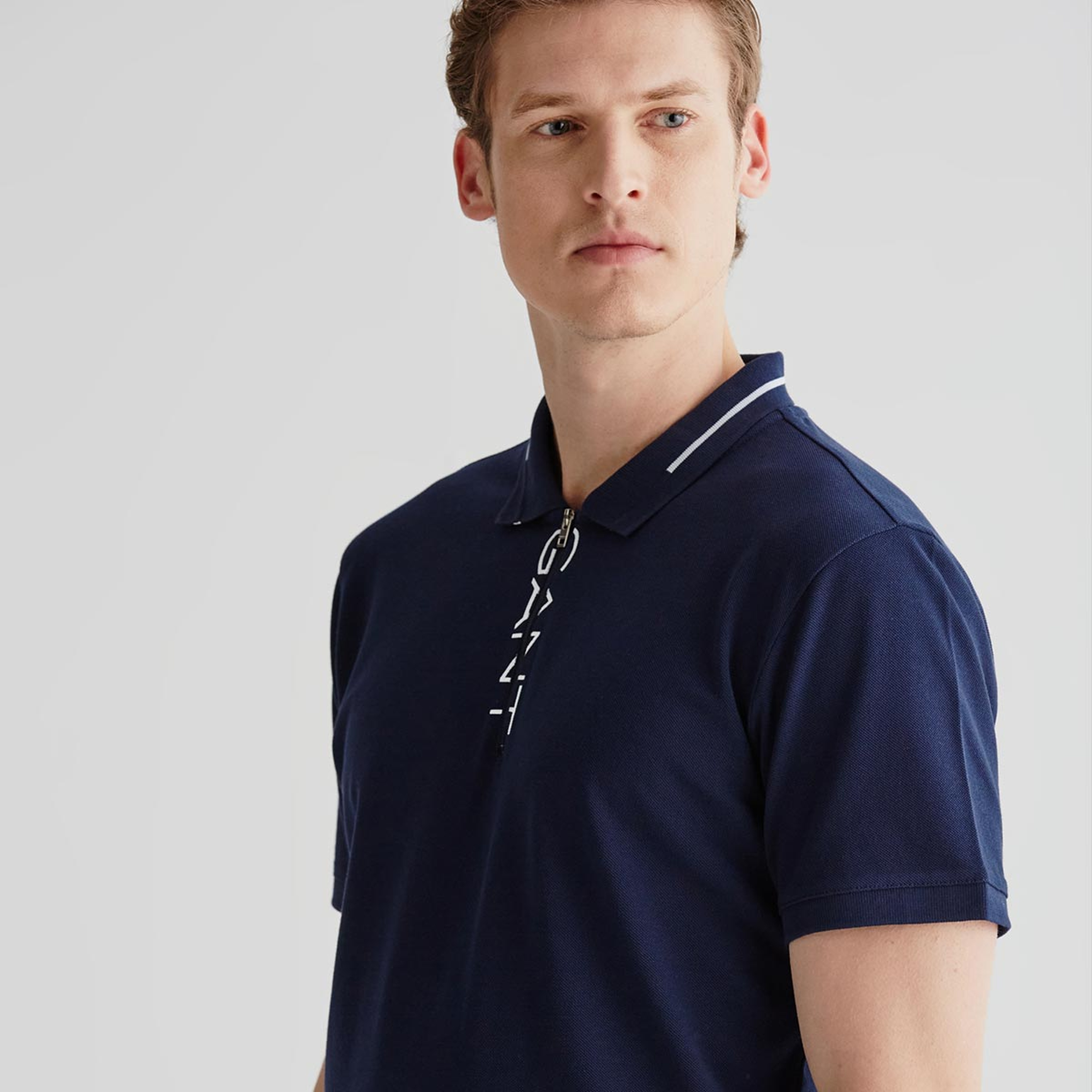 GANT Erkek Lacivert Regular Fit Yarım Fermuarlı Polo
