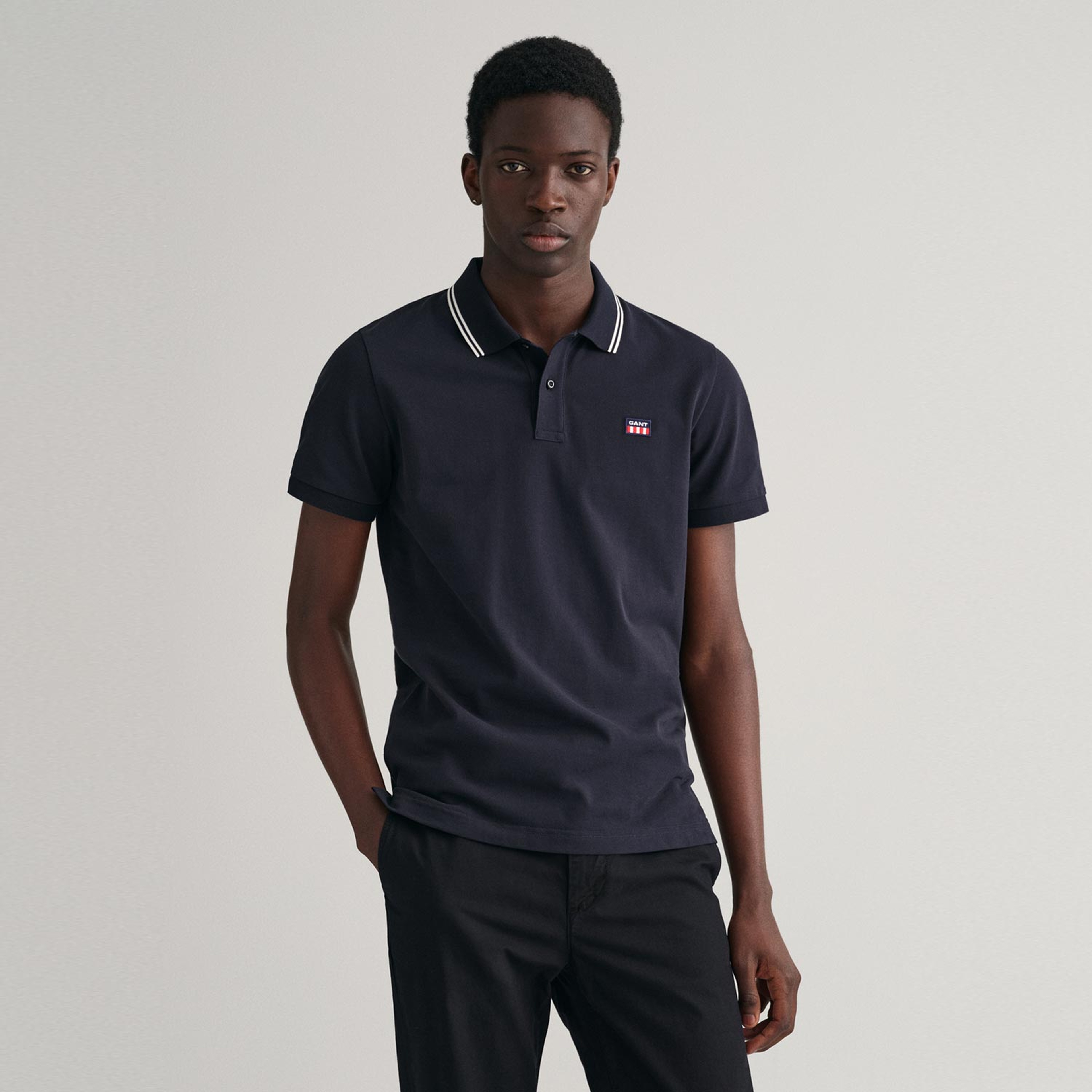 GANT Erkek Siyah Regular Fit Logolu Polo