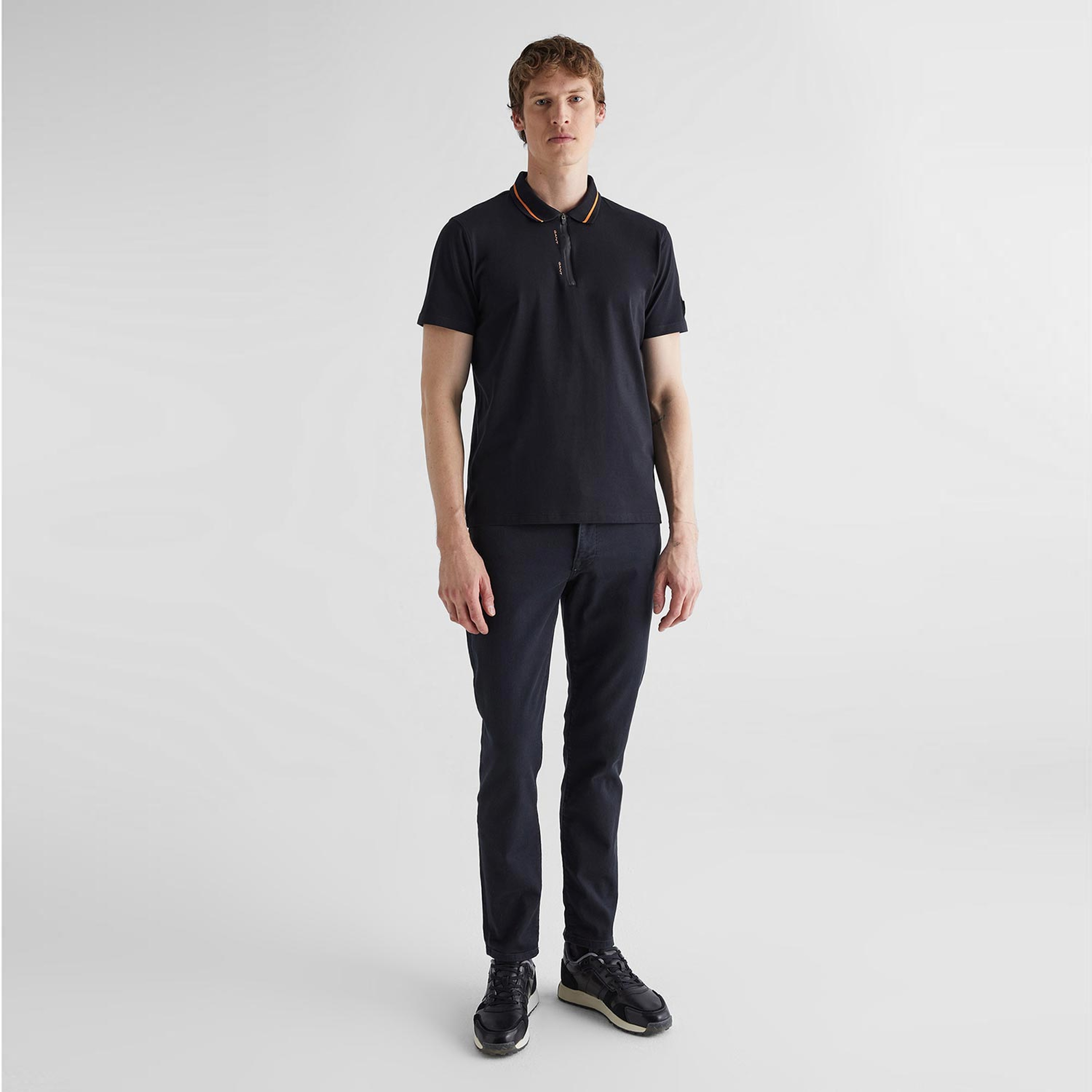 GANT Erkek Siyah Regular Fit Yarım Fermuarlı Polo