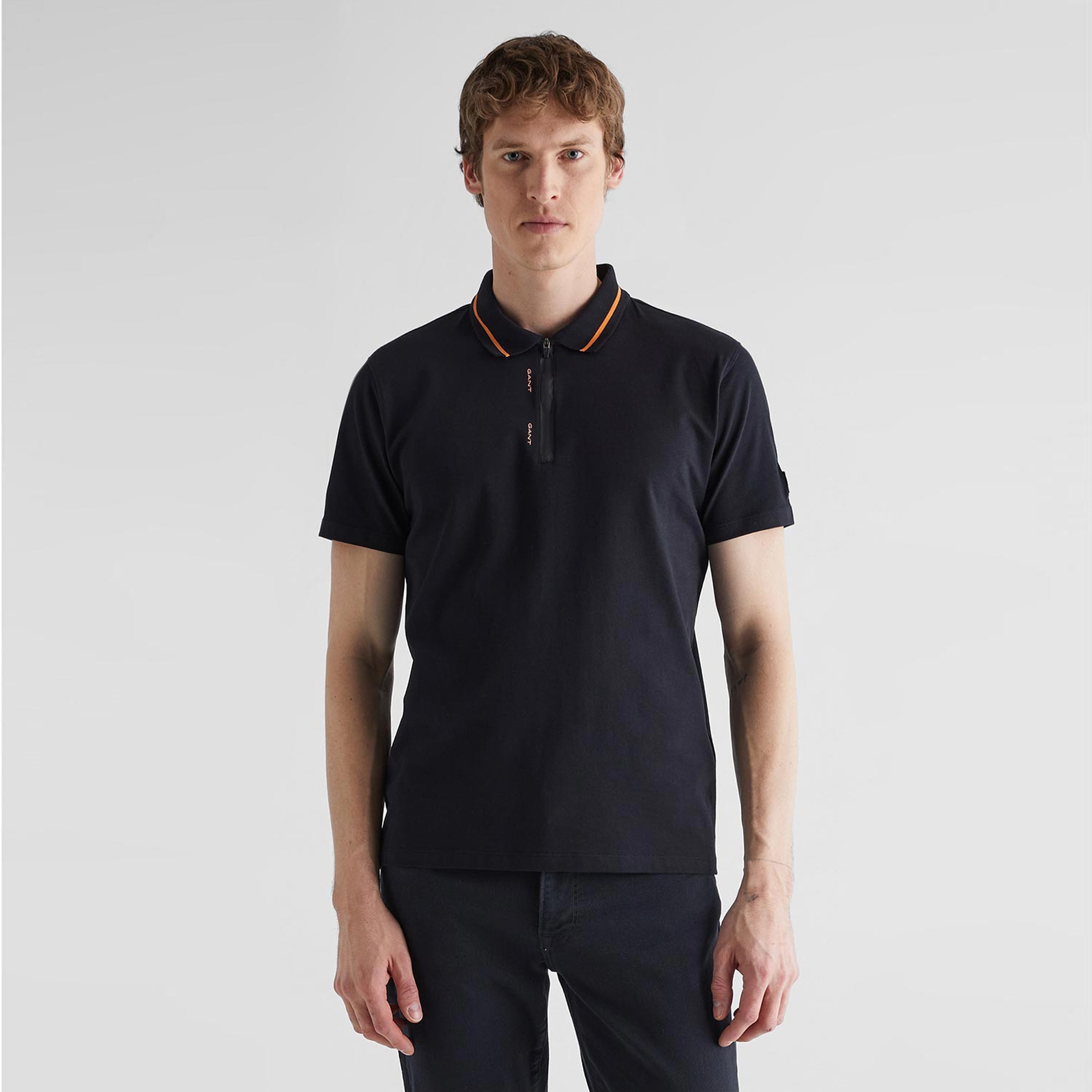 GANT Erkek Siyah Regular Fit Yarım Fermuarlı Polo