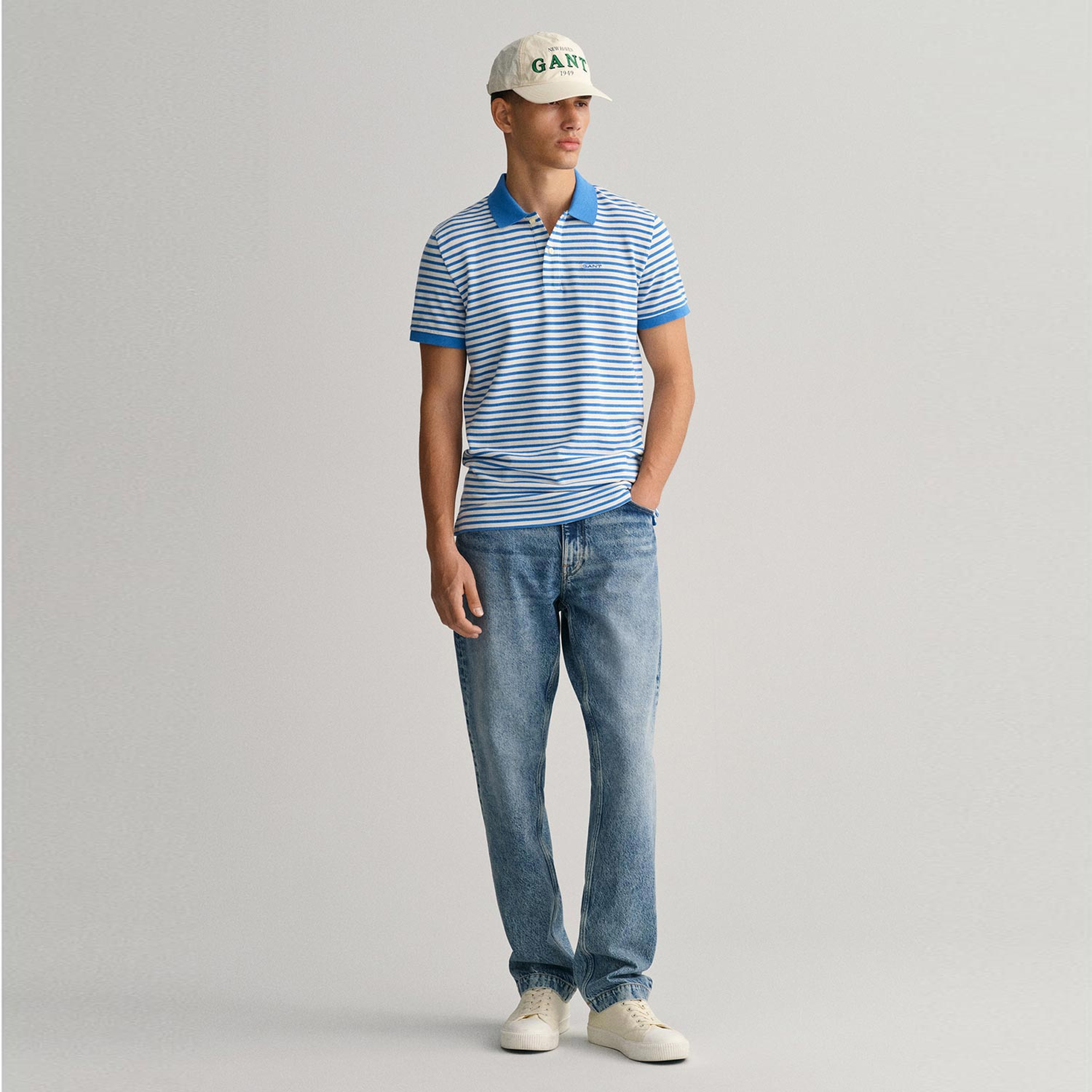 GANT Erkek Mavi Regular Fit Çizgili Polo