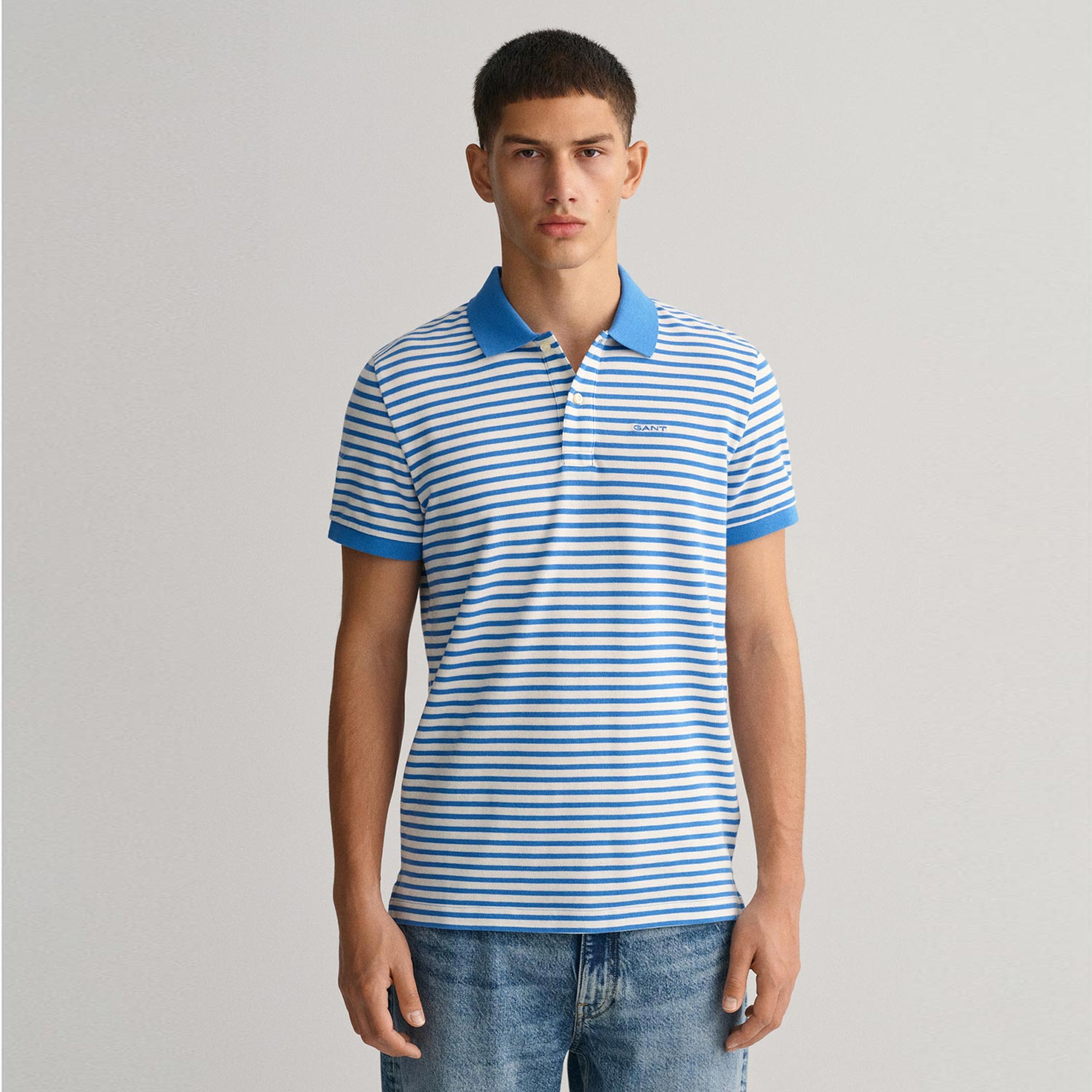 GANT Erkek Mavi Regular Fit Çizgili Polo