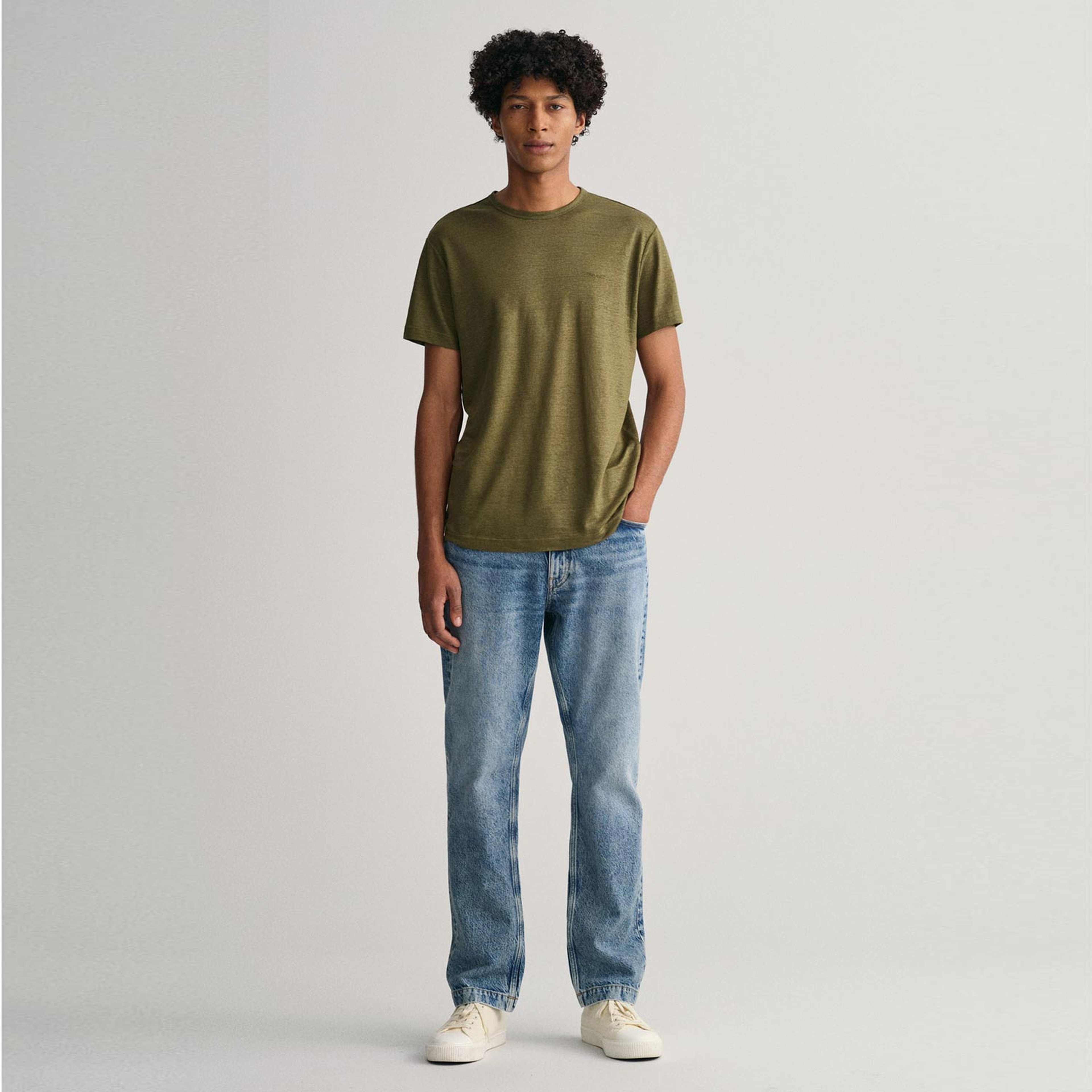 GANT Erkek Yeşil Regular Fit Bisiklet Yaka T-shirt