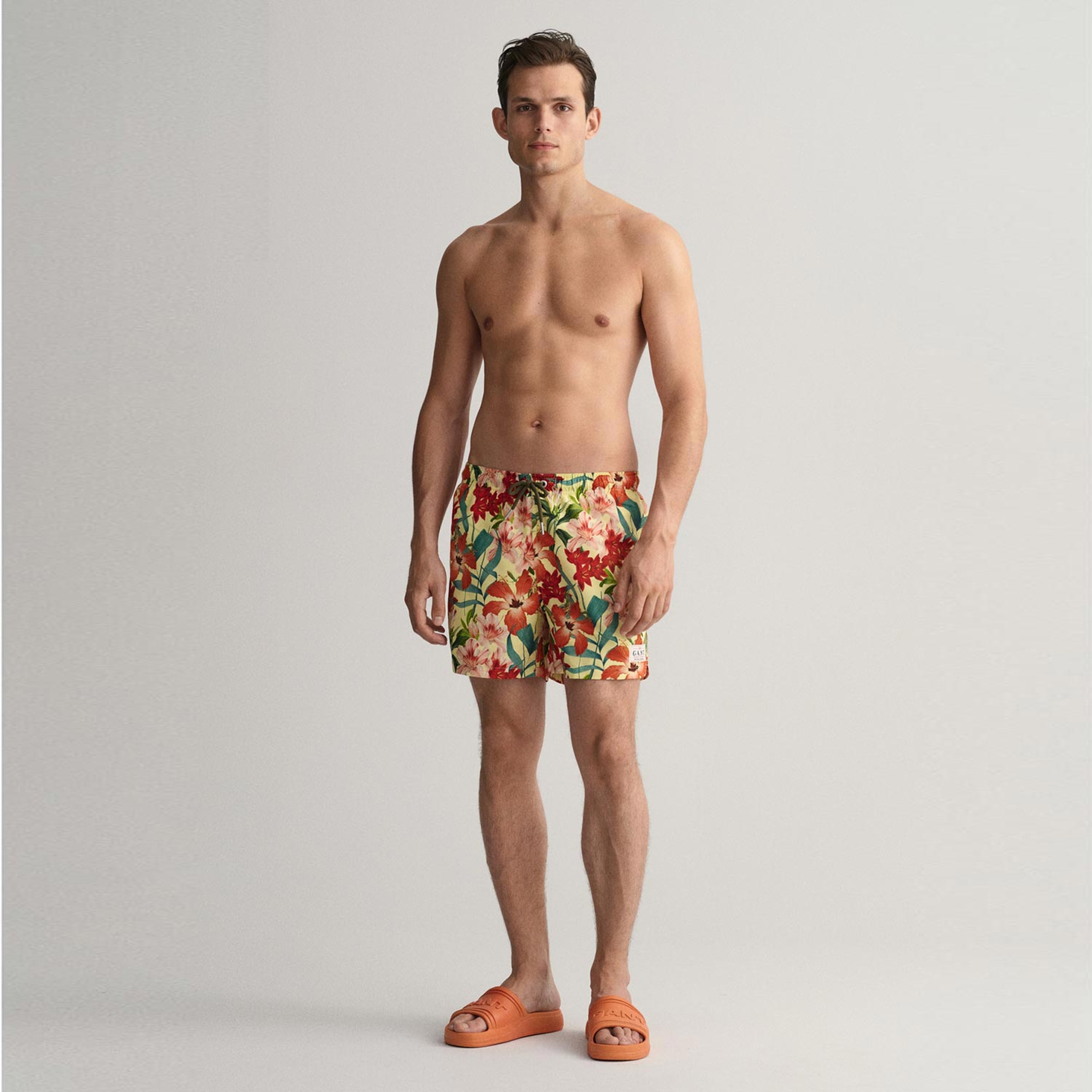 GANT Erkek Sarı Classic Fit Desenli Mayo Şort