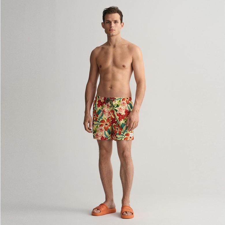 GANT Erkek Sarı Classic Fit Desenli Mayo Şort
