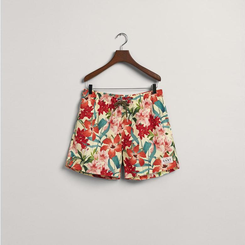 GANT Erkek Sarı Classic Fit Desenli Mayo Şort