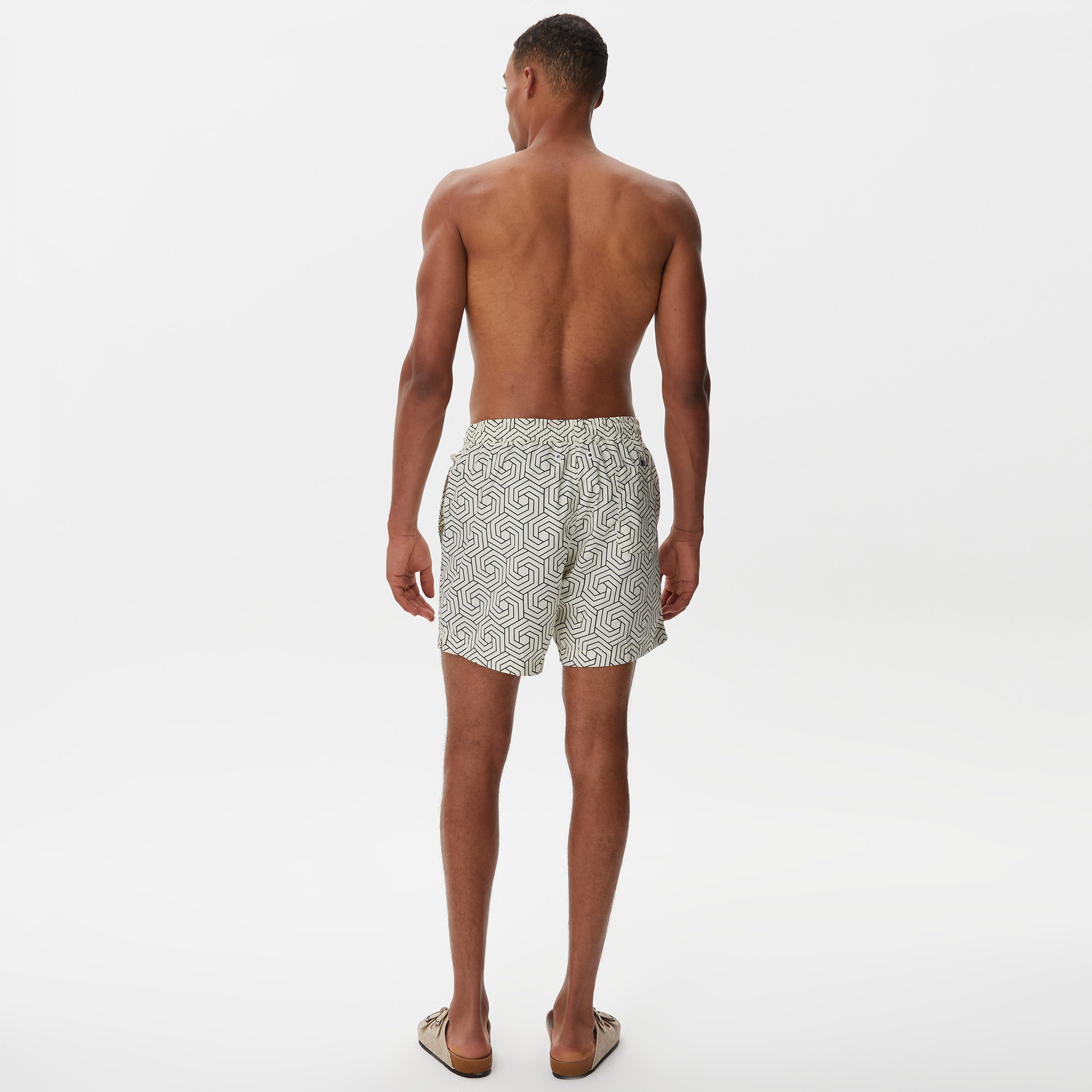 Nautica Erkek Krem Baskılı Mayo Şort