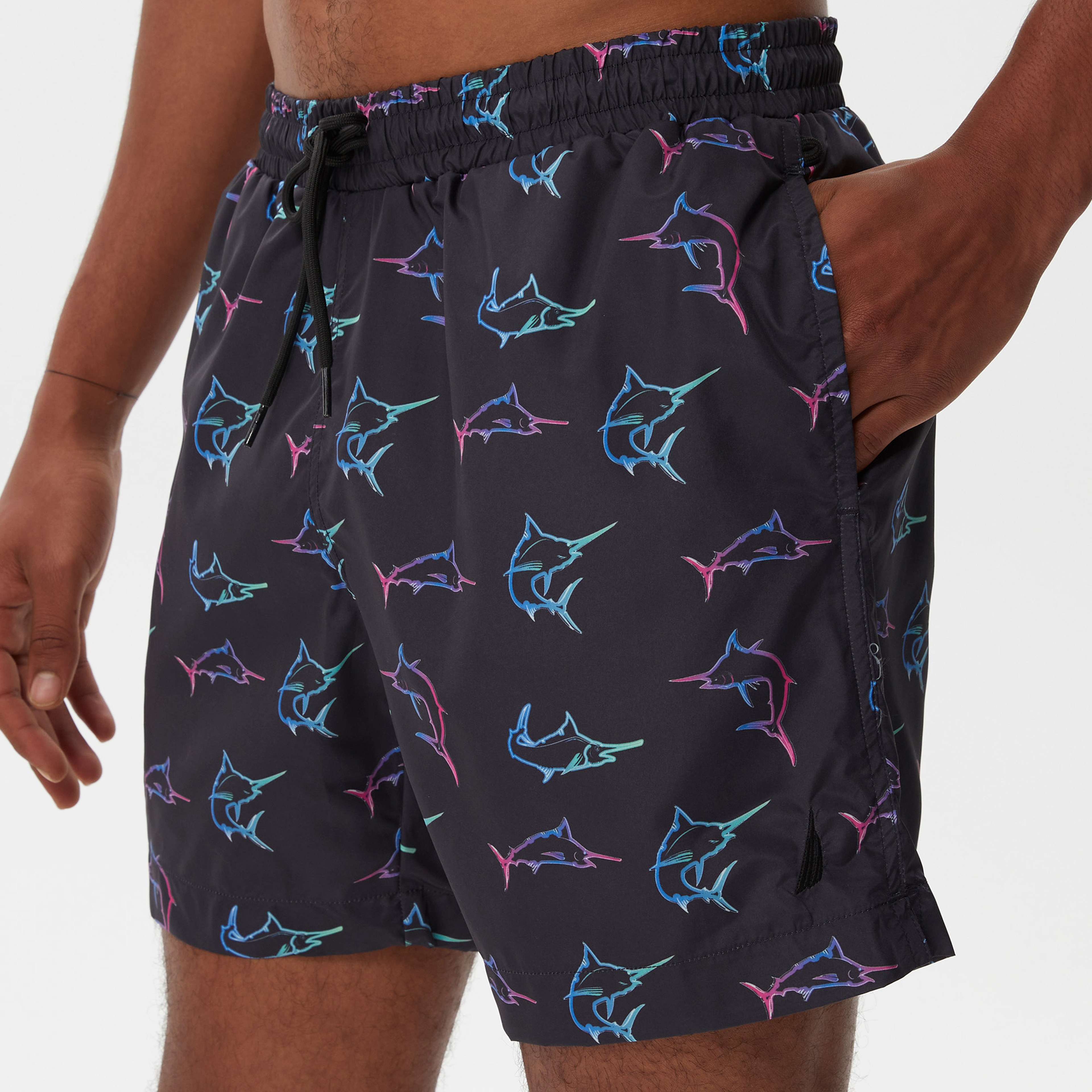 Nautica Erkek Siyah Baskılı Mayo Şort